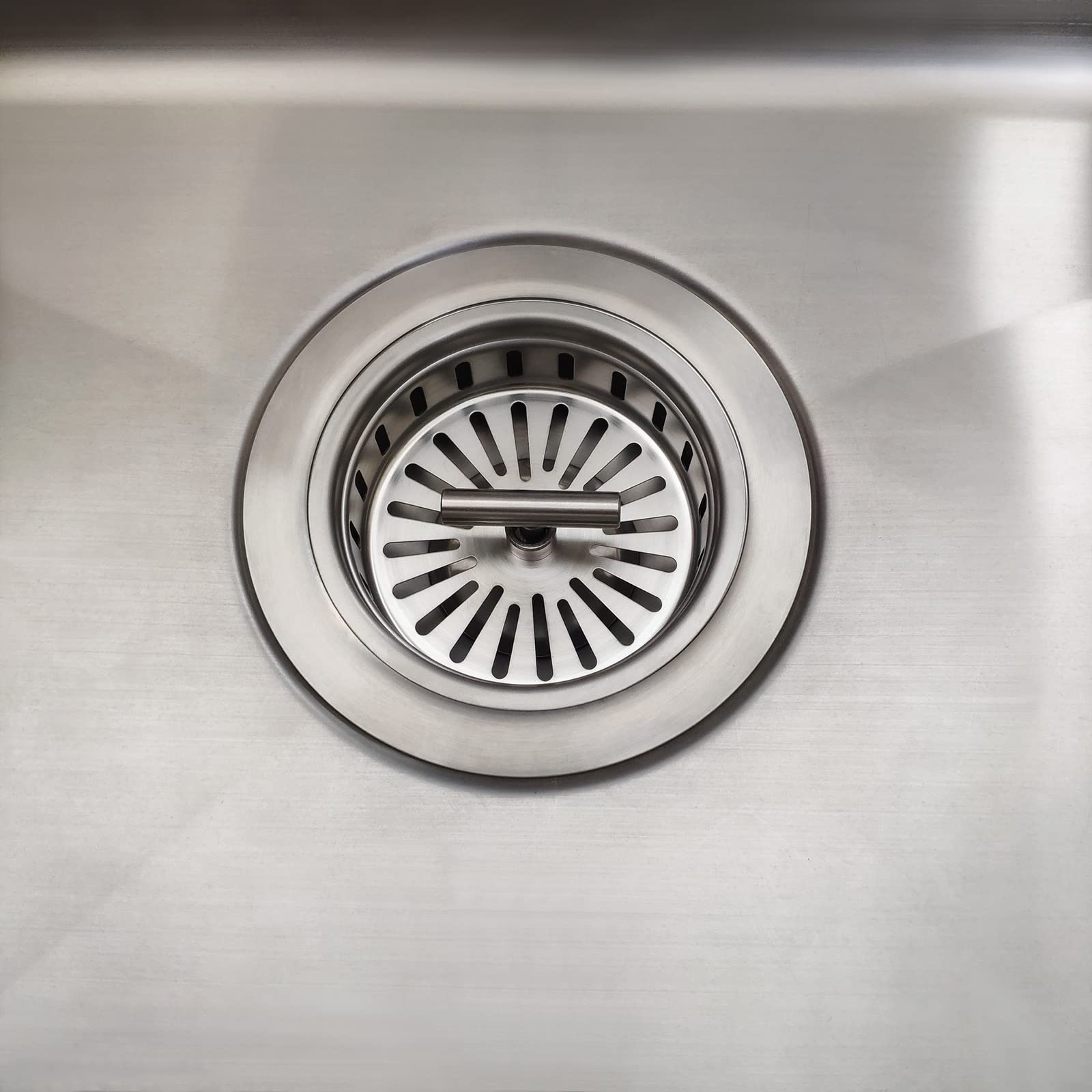 3-1/2 Inch Brushed Nickel Kitchen Sink Strainer with Basket & Stopper - Stainless Steel Drain Strainer Assembly - US Standard Sink Drain Replacement for Easy Cleaning & Clog Prevention