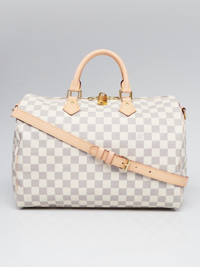 LV Speedy Bandouliere 35 Handbag - Damier Azur Canvas Crossbody Bag with Adjustable Strap | Perfect for Travel, Work & Everyday Use