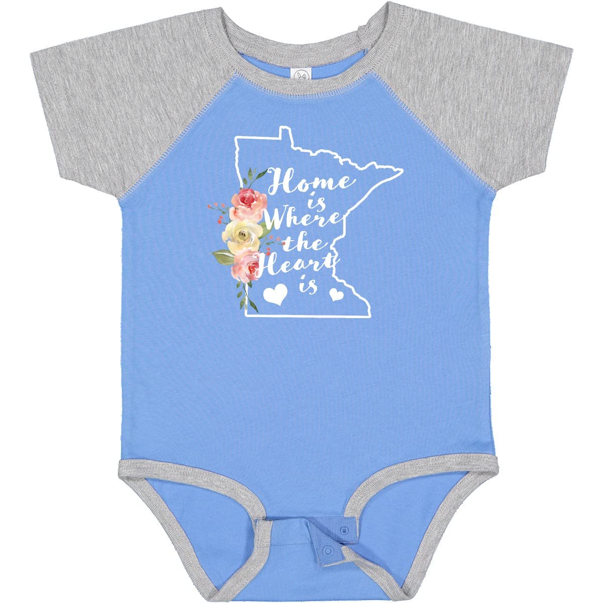 Inktastic Minnesota Home is Where The Heart is Watercolor Baby Bodysuit - Soft Organic Cotton Onesie for Newborns & Infants - Perfect for Family Photos, Holidays & Everyday Wear