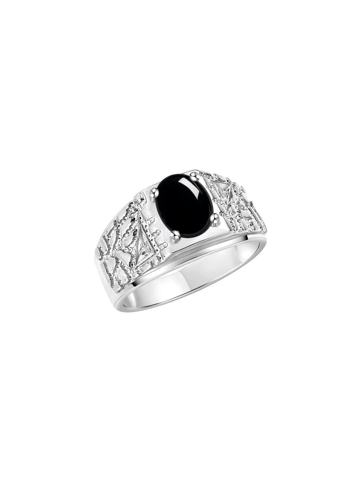Rylos Men's Designer Nugget Ring - 9X7MM Oval Gemstone & Sparkling Diamond Birthstone Ring in Sterling Silver (Sizes 8-13) | Elegant Jewelry Gift for Him, Wedding, Anniversary & Special Occasions
