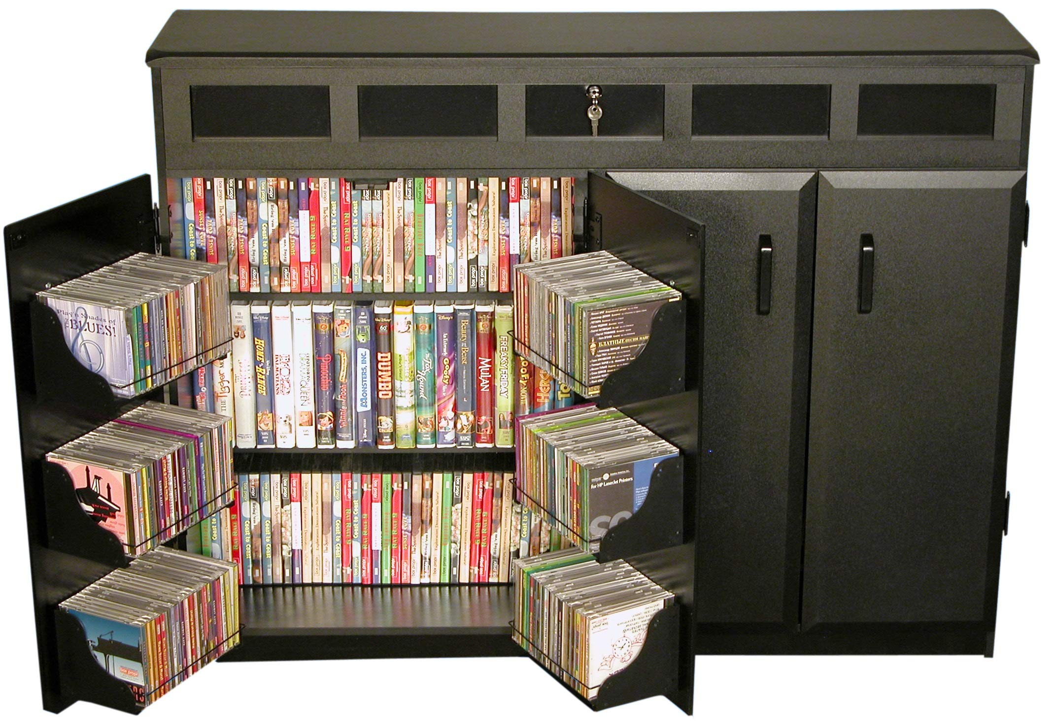 Venture Horizon Top Load Media Cabinet - Black | Modern TV Stand with Storage for Living Room, Bedroom & Home Theater