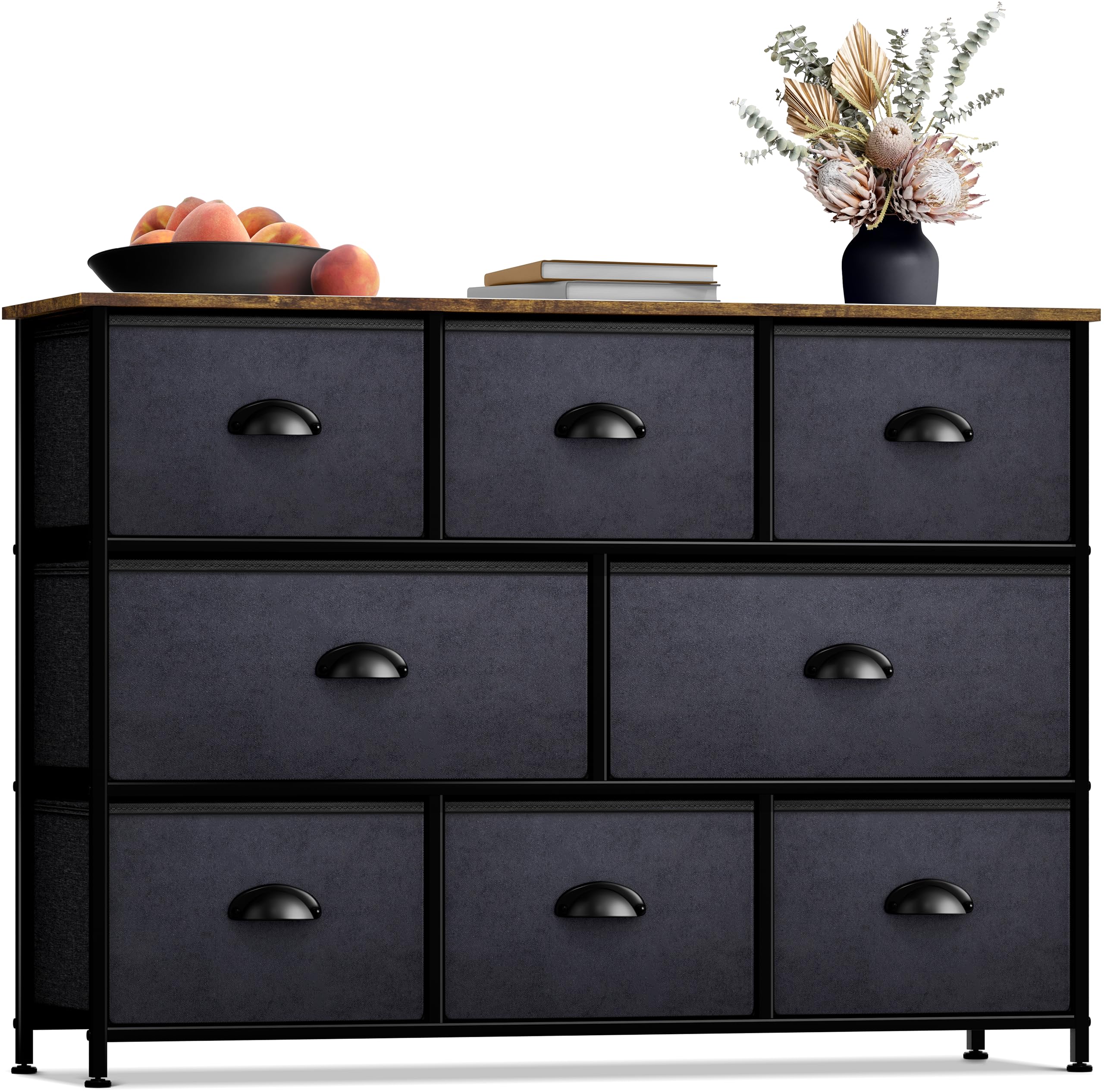 Sorbus 8-Drawer Dresser Organizer - Sturdy Steel Frame & Wood Top Chest with Easy Pull Fabric Bins for Clothes Storage | Perfect for Bedroom, Hallway, Living Room, Nursery & Closet Organization | Space-Saving Furniture for Small Apartments & Dorm Rooms
