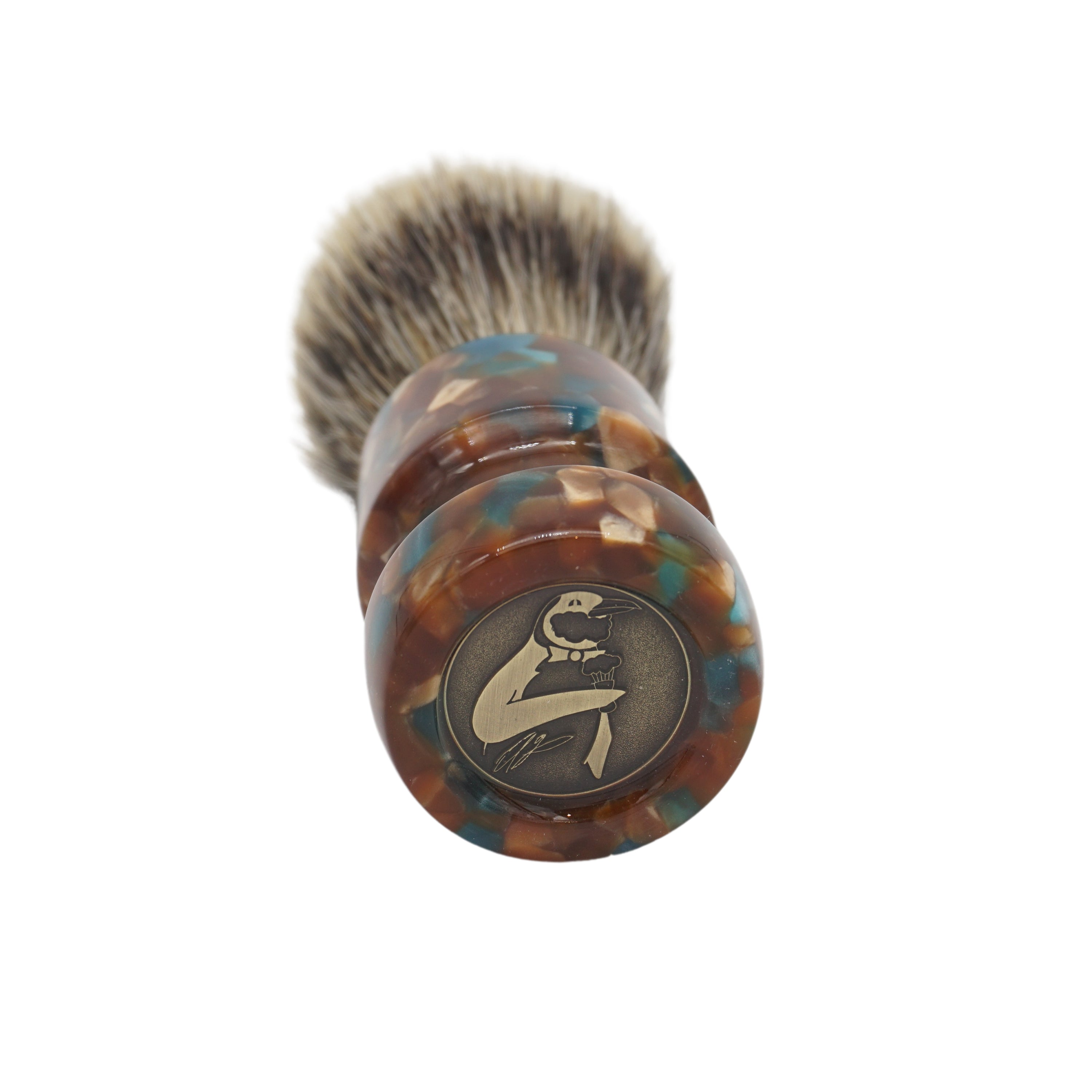 24mm Semogue Mistura Badger & Boar Shaving Brush with AP Shave Co. Diamonds In The Rough Handcrafted Handle - Premium Wet Shaving Tool for Men's Grooming & Beard Care