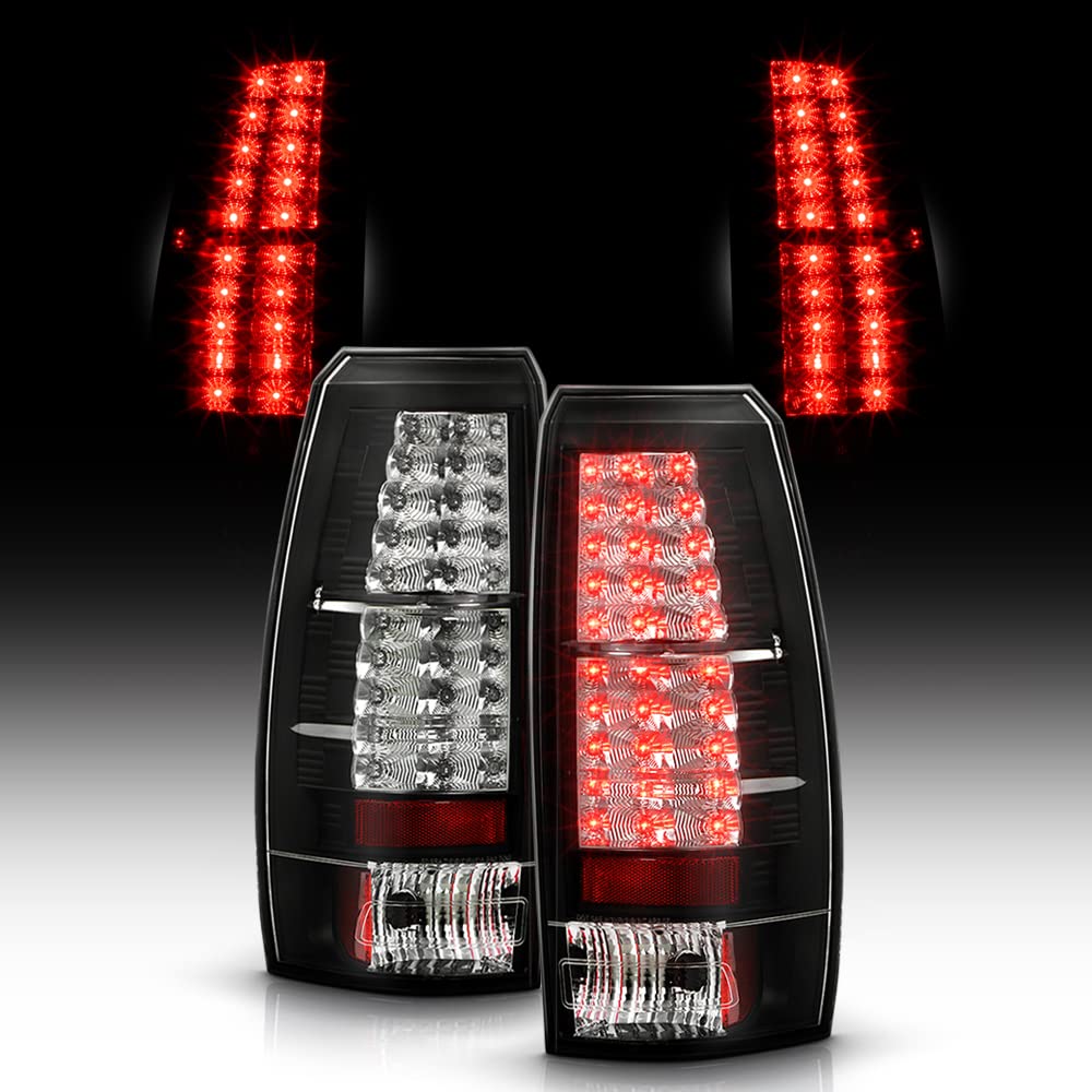 ACANII Black LED Tail Lights Brake Lamps Pair Set - Compatible with 2007-2013 Chevy Avalanche (Driver & Passenger Side) - Durable Replacement for Enhanced Visibility & Safety - Perfect for Night Driving, Off-Roading & Custom Car Upgrades