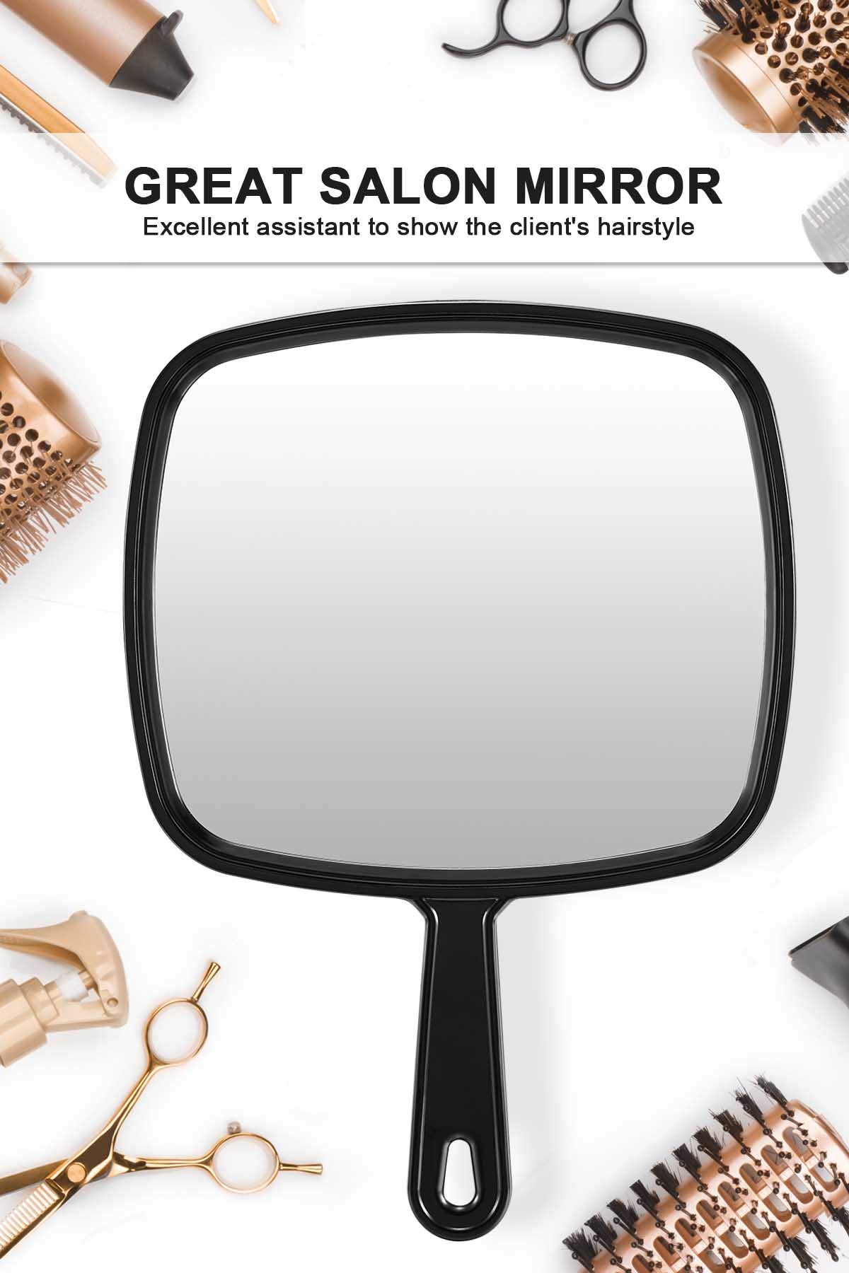 Mirrornova Extra Large Square Hand Mirror with Handle - Professional Barber & Hairdressing Mirror for Salon, Home Styling, Makeup Application & Travel Use