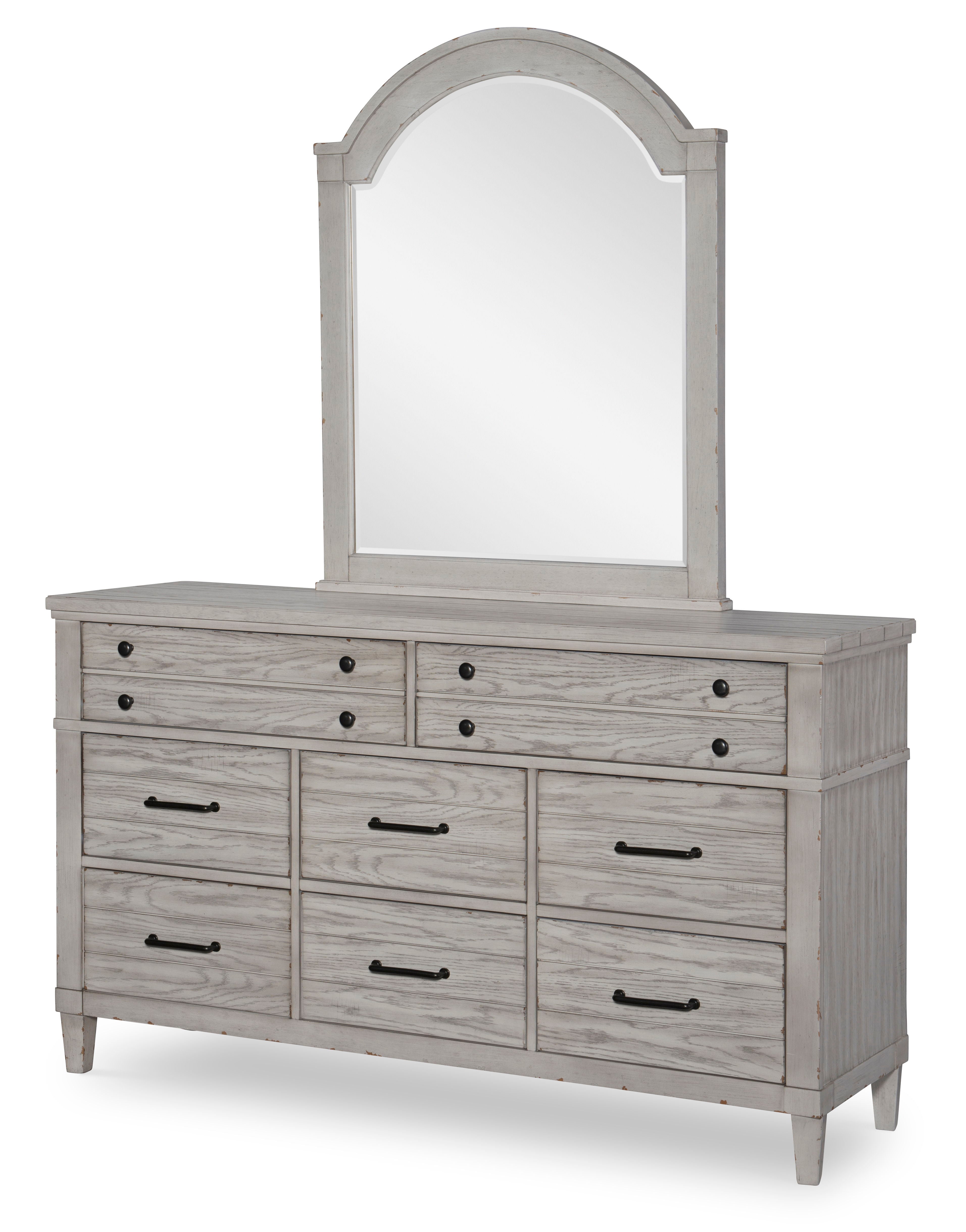 Belhaven Arched Dresser Mirror - Pearl Silver Finish | Elegant Vanity Mirror for Bedroom, Bathroom & Dressing Room Decor