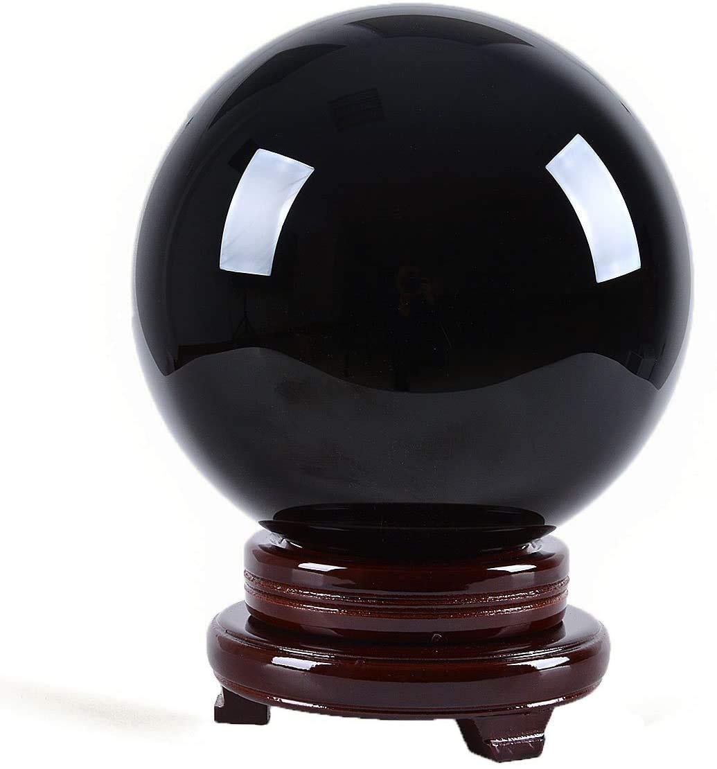 LONGWIN 8 Inch Black Crystal Ball for Divination & Feng Shui - 200mm Large Obsidian Sphere for Home Decor, Meditation, Fortune Telling & Spiritual Healing | Perfect for Psychic Readings, Yoga Spaces & Office Feng Shui