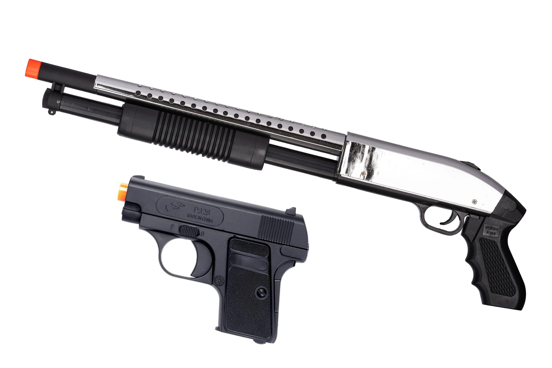 Silver Spring Single Shot Airsoft Shotgun - Compact Black Spring-Powered Airsoft Pistol for Target Practice & Outdoor Shooting Games