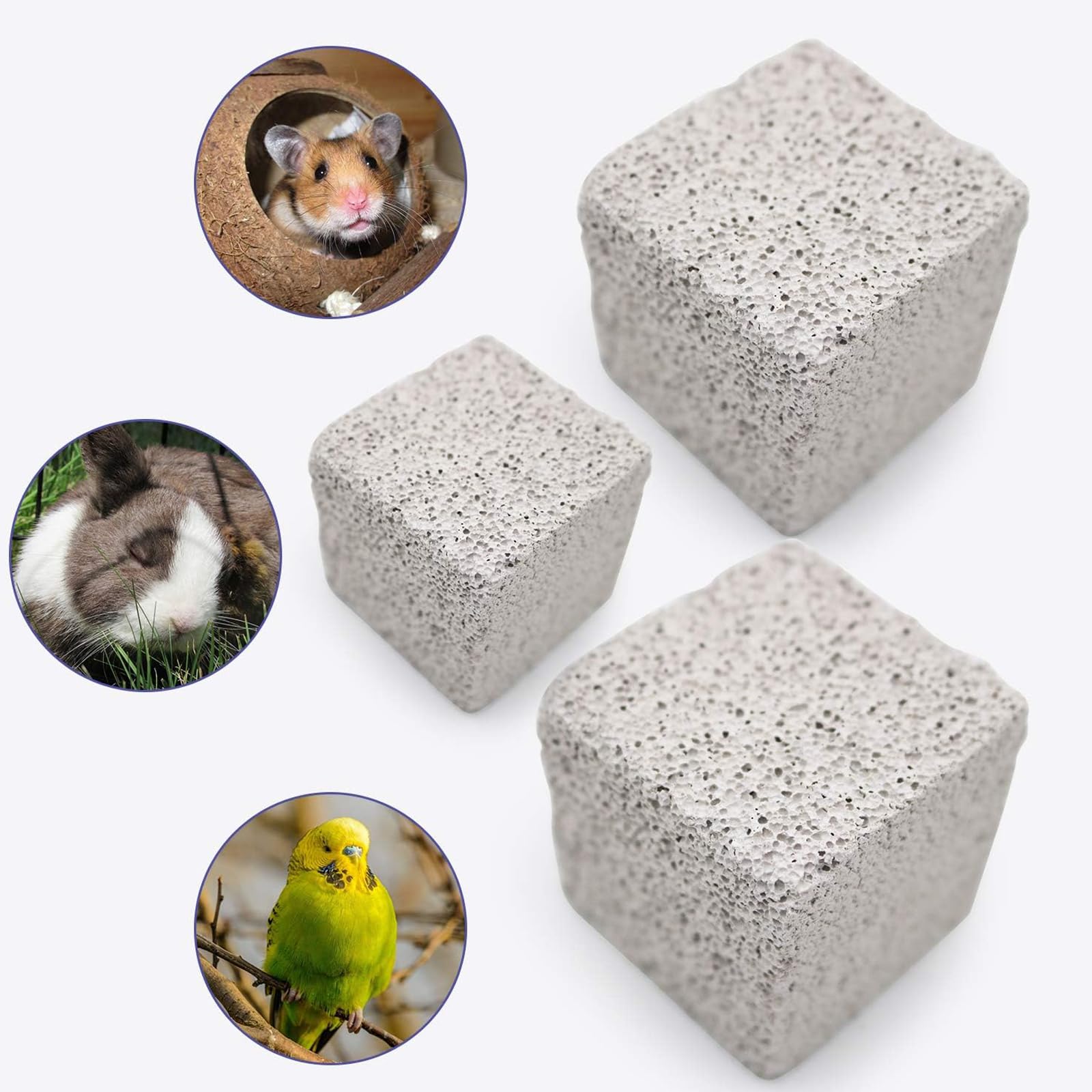 10Pcs Small Animal Chew Toys - Natural Lava Stone Teeth Grinding Blocks for Hamsters, Chinchillas, Rabbits, Guinea Pigs & Rats | Durable Mineral Enrichment Toy for Cage Entertainment & Dental Health