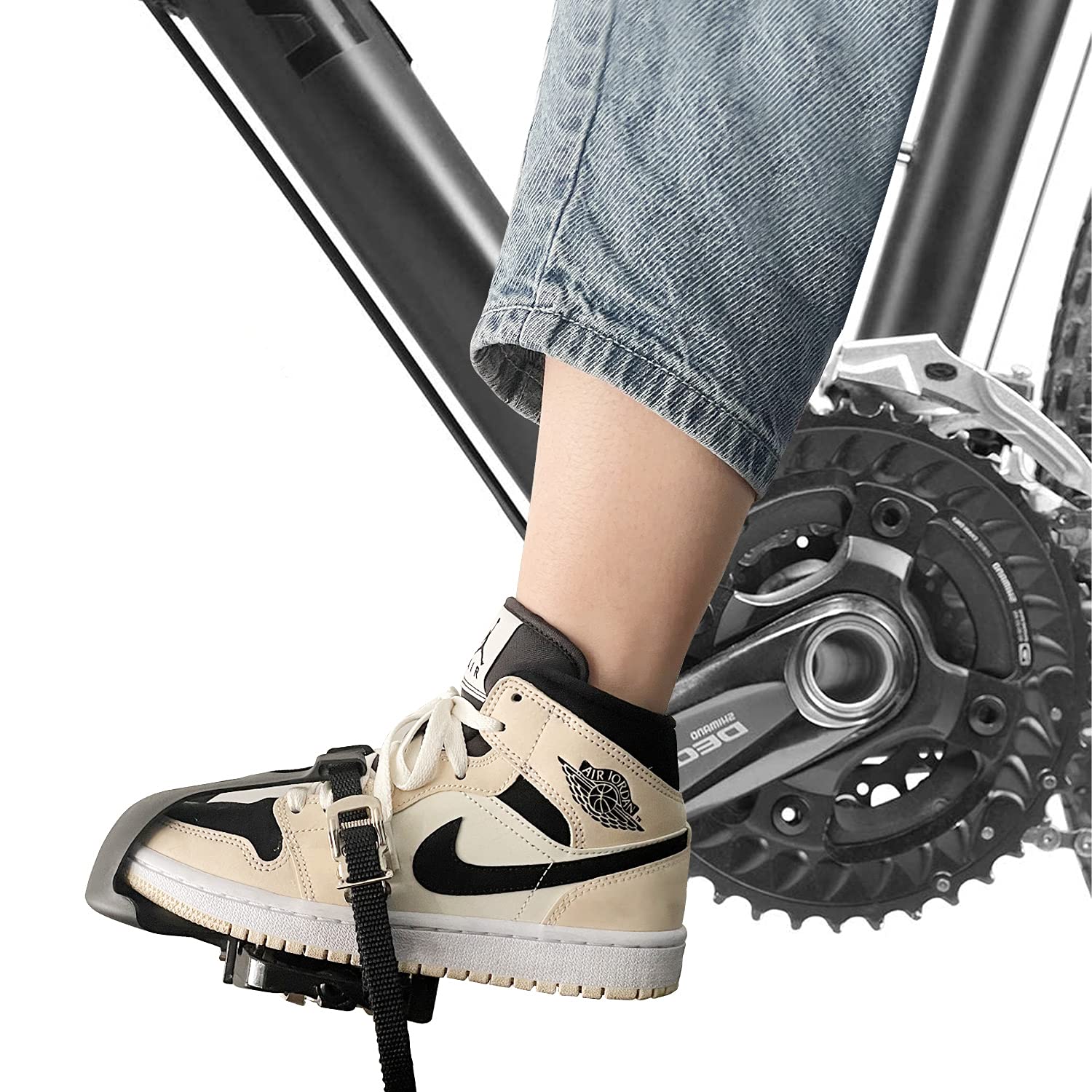 XEWEA SPD Compatible Spin Bike Pedals with Toe Clip Straps - 9/16