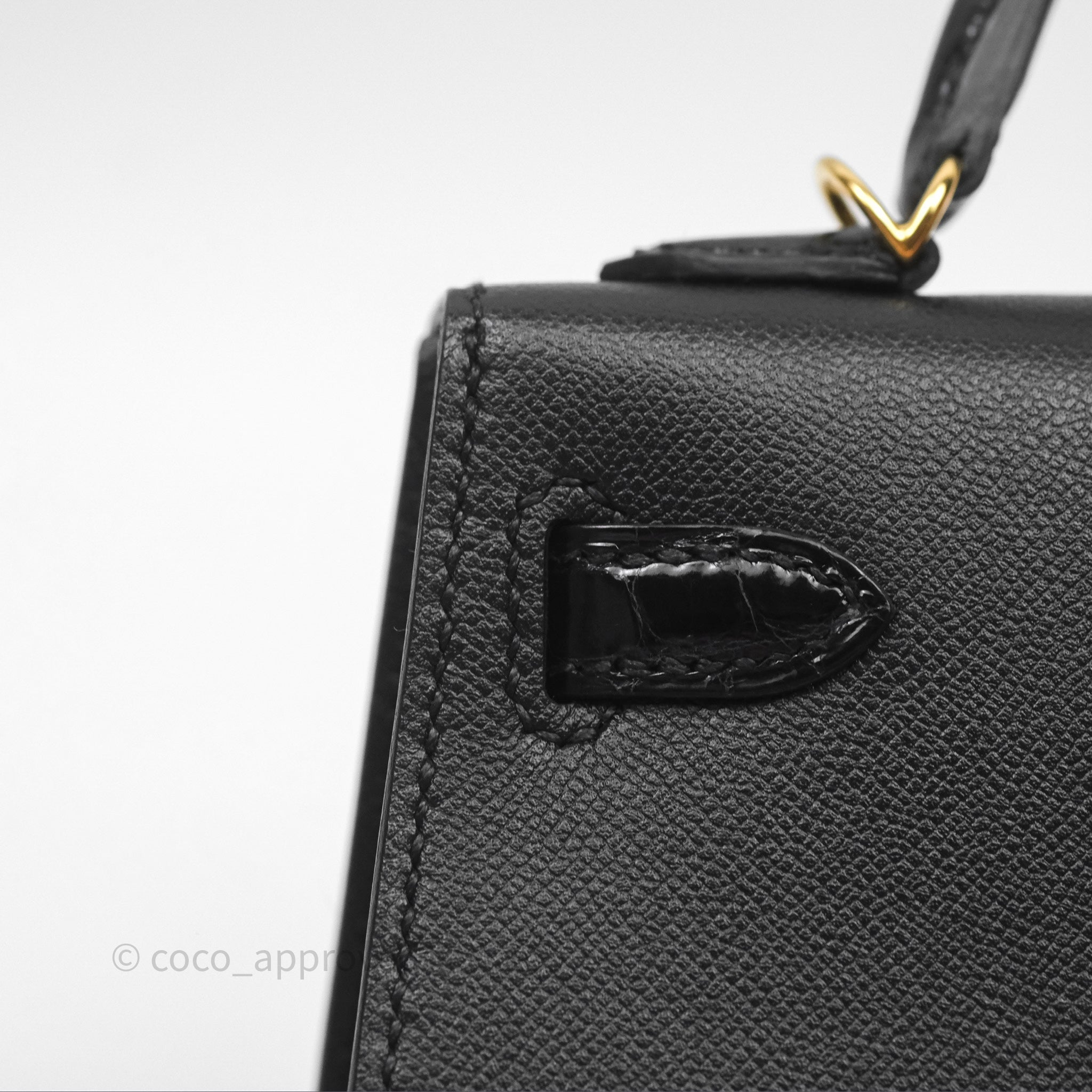 Authentic Hermès Mini Kelly II Touch Noir 89 Crocodile Leather with Gold Hardware - Luxury Handbag for Women | Perfect for Evening Events & Special Occasions