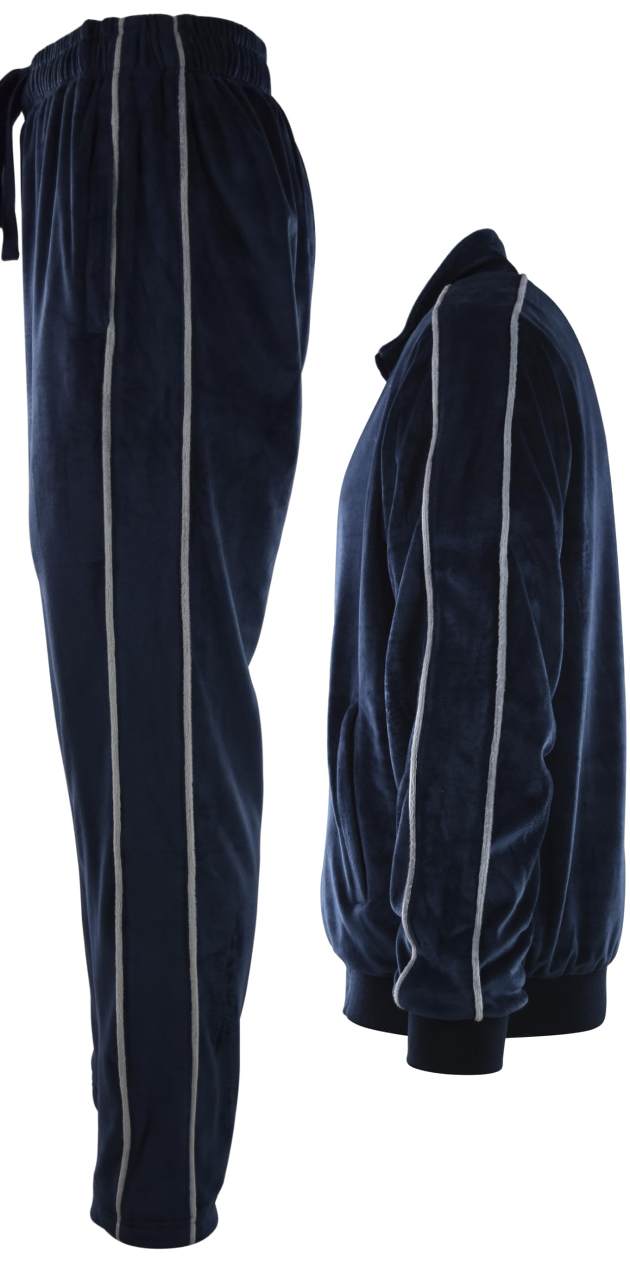 Men's Velour Tracksuit Set with Zippered Pockets & Soft Velour Lining - Comfortable Lounge Wear for Home, Gym & Casual Outings