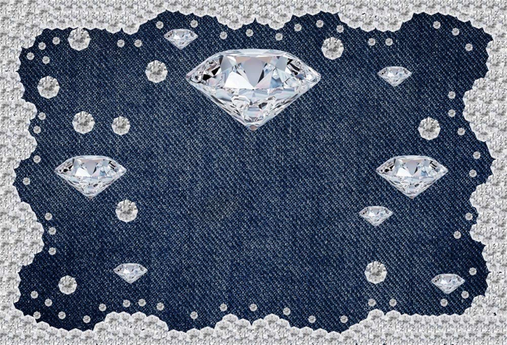 Yeele 8x6ft Diamond Denim Style Photography Backdrop with Rhinestones - Blue Jeans Pattern Vinyl Background for Birthday Parties, Baby Showers, Photo Booth & Studio Props - Perfect for Women's Events, Kids Photos & Social Media Content Creation