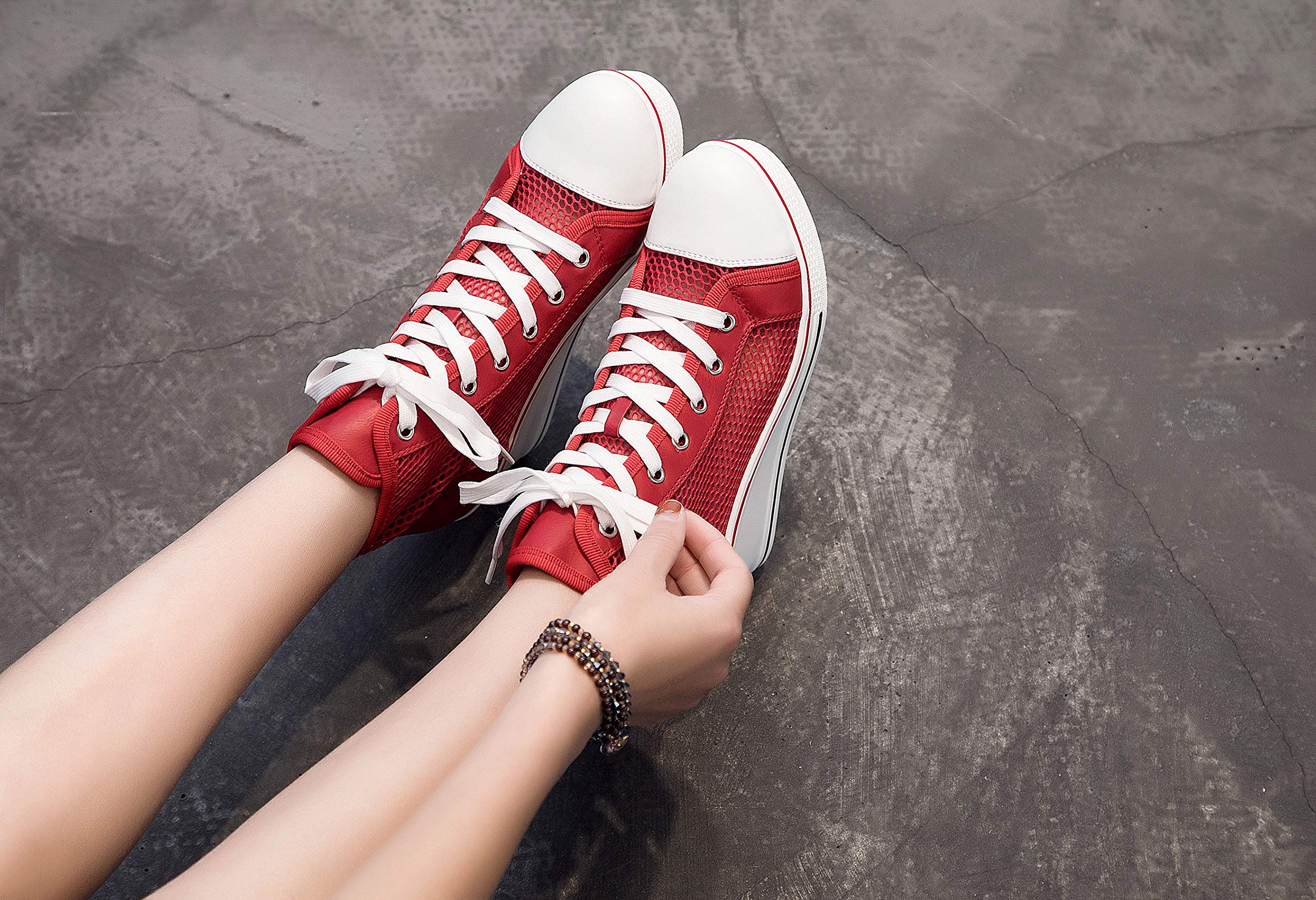Women's Fashion Canvas High-Heeled Sneakers - Comfortable Walking Shoes with Platform Wedge for Casual Wear | Perfect for Office, Dating & Daily Outfits