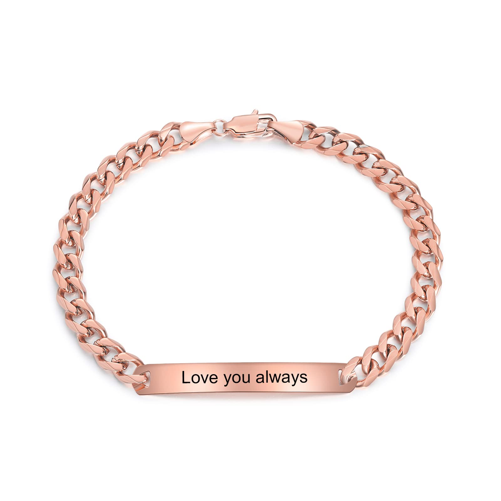 FARUZO Personalized ID Bracelet for Women - Custom Engraved Name Bar Bracelet - Romantic Gift for Girlfriend, Wife, Mom - Sterling Silver Jewelry Accessory for Anniversary, Birthday, Valentine's Day