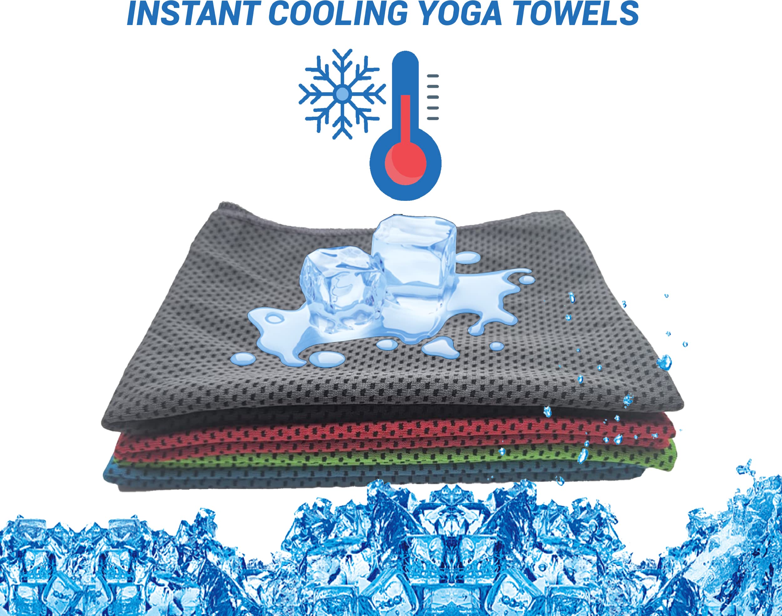 4-Pack Cooling Yoga Towels for Gym & Workout | Microfiber Sports Towel with Sweat Absorption | Non-Slip Breathable Chilly Neck Towel (40