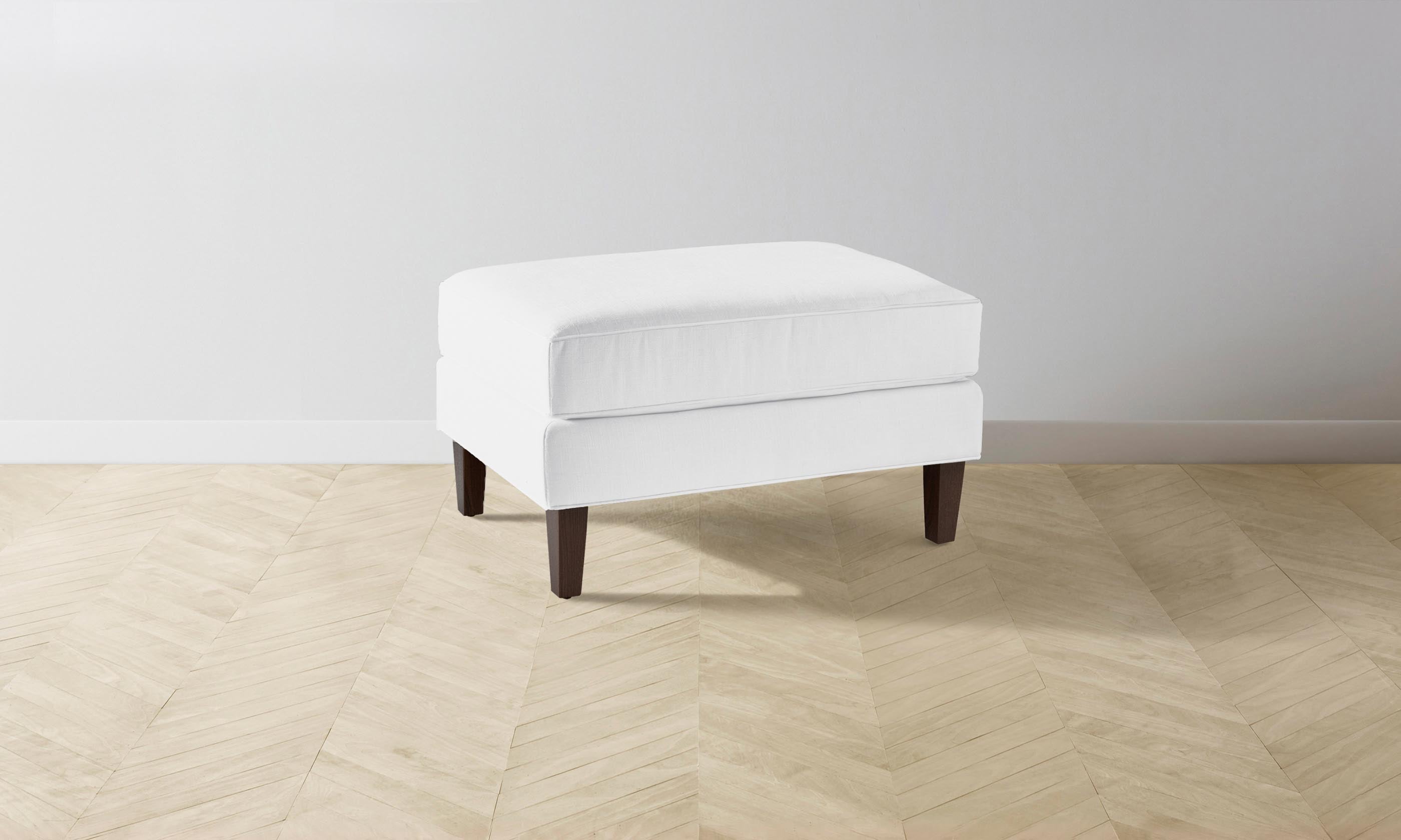The Crosby Ottoman - Performance Linen Weave in Pure White | Modern Living Room & Bedroom Accent Furniture for Cozy Home Decor