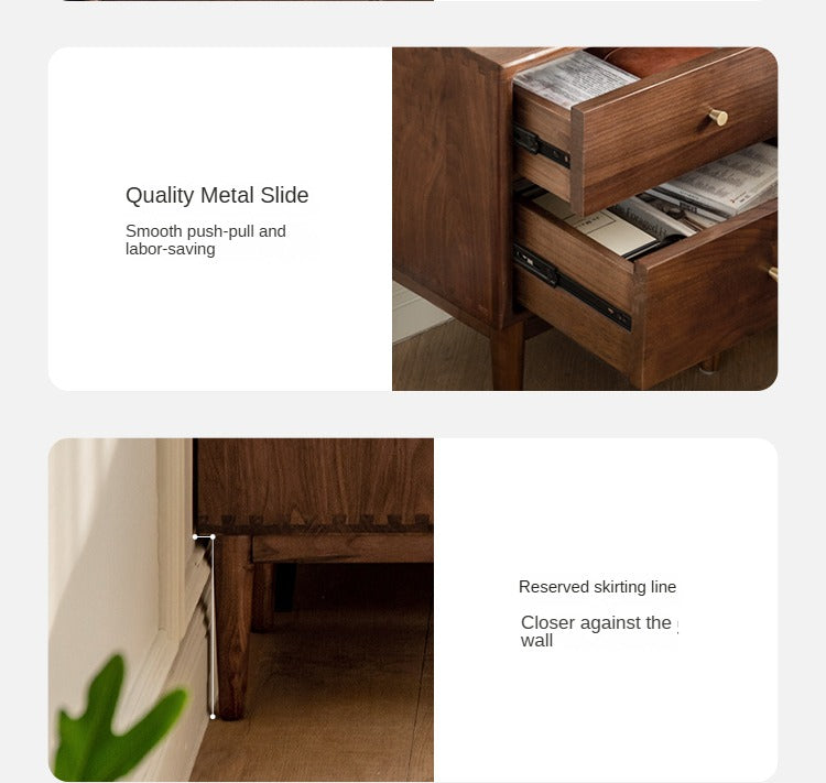 Premium Black Walnut Solid Wood Nightstand - Handcrafted Bedside Table with Drawer | Perfect for Bedroom, Living Room & Guest Room Decor