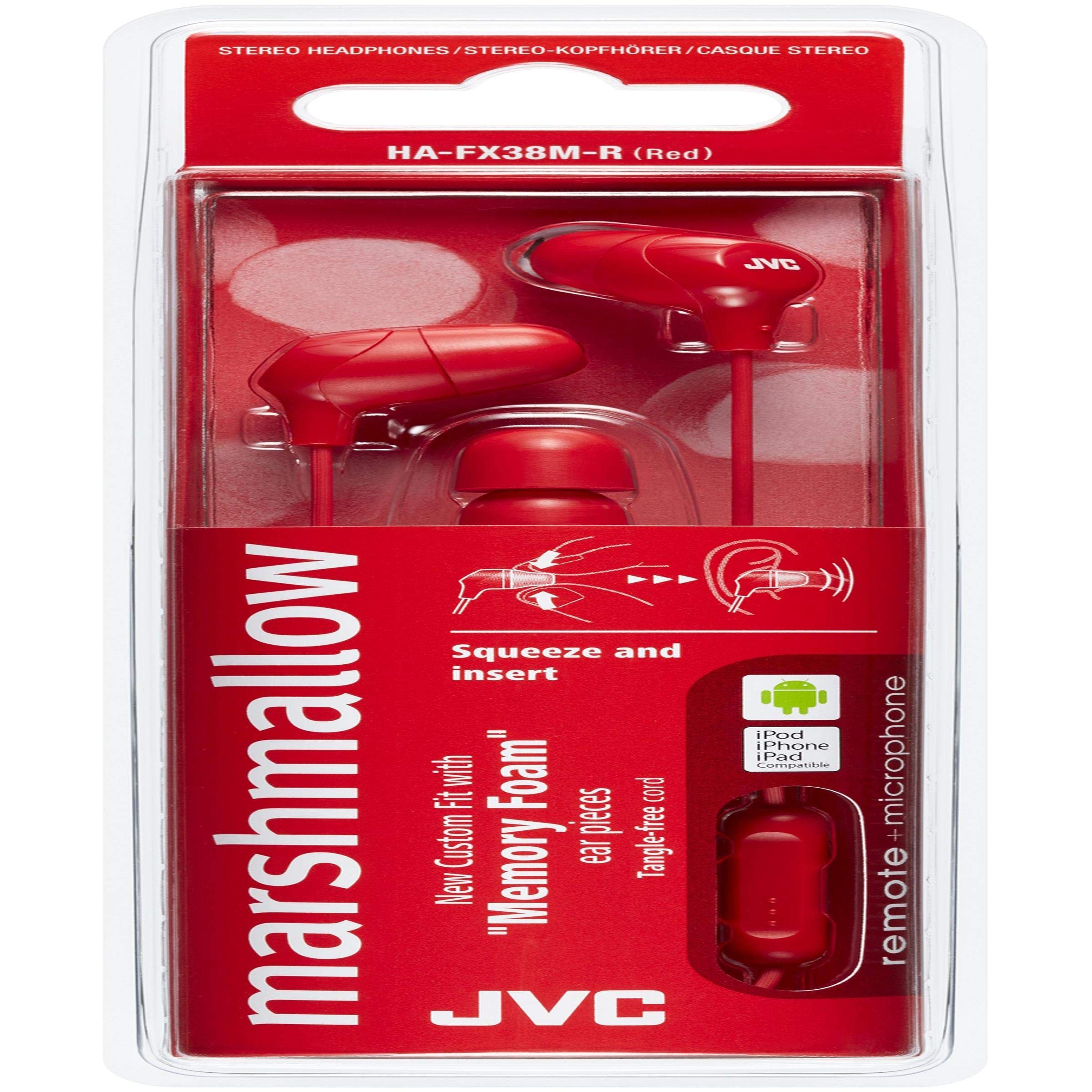 JVC in-Ear Headphones with 1-Button Remote & Mic - Noise Isolating Earbuds for Running, Gym, Commuting & Travel - High Quality Bass Sound Earphones for iPhone & Android Phones