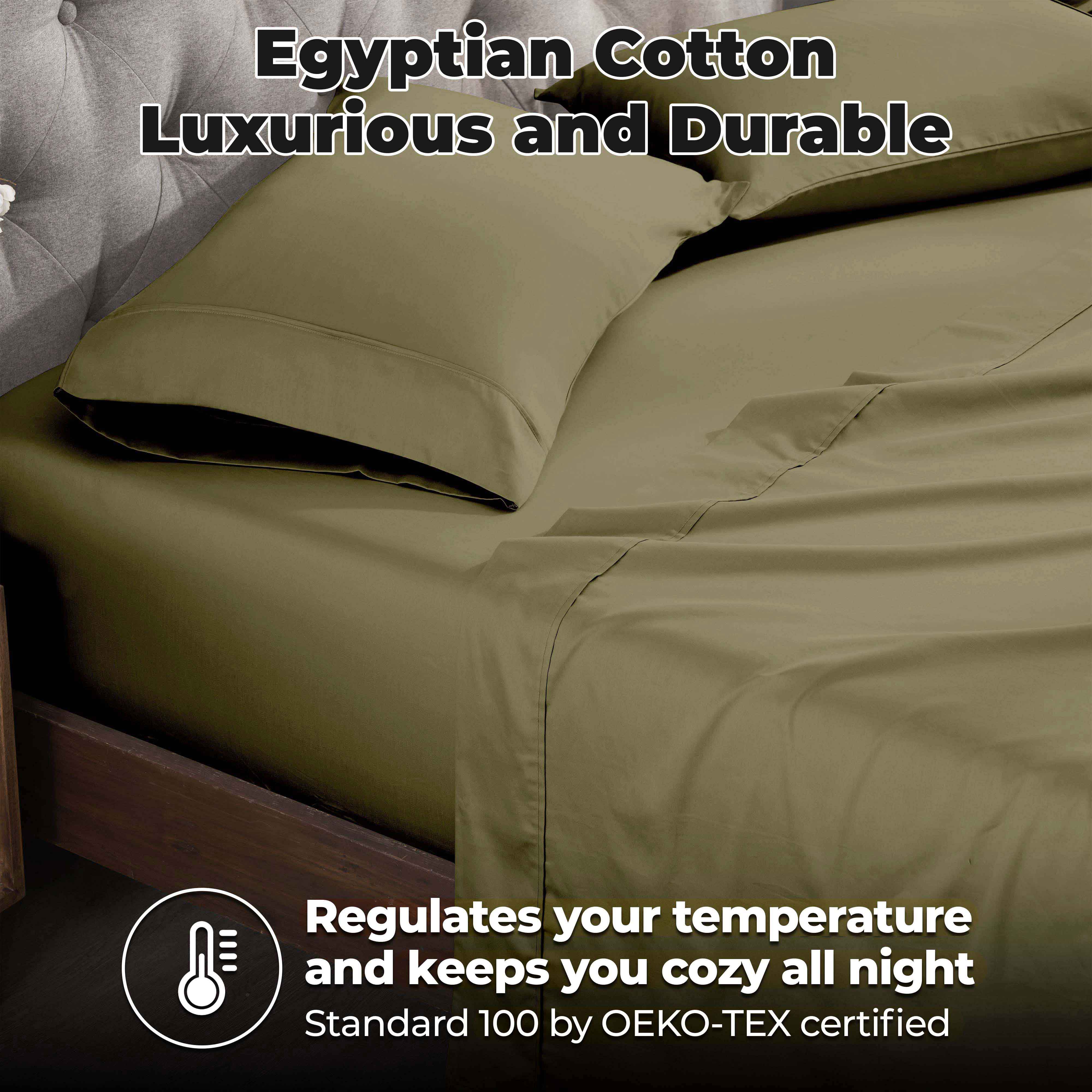 Premium 400 Thread Count Egyptian Cotton Bed Sheet Set - Soft, Breathable & Durable for Luxury Bedroom Comfort