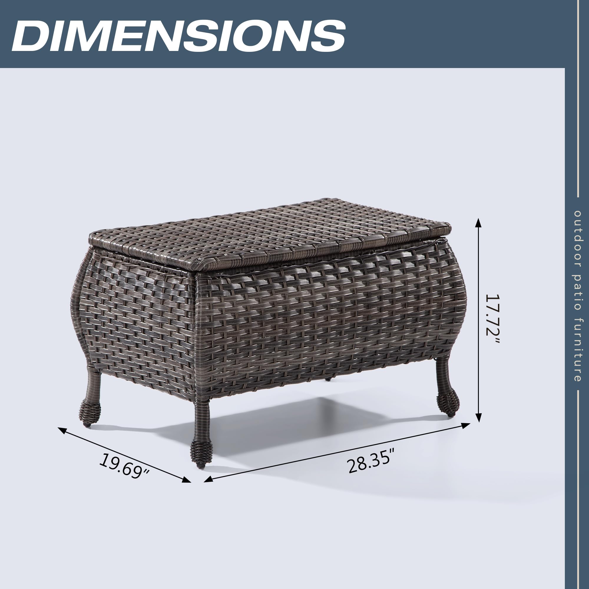 Joyside Outdoor Wicker Coffee Table - Brown PE Rattan Patio Table with Storage for Garden, Deck, Porch | Perfect for Poolside Lounging & Backyard Entertaining