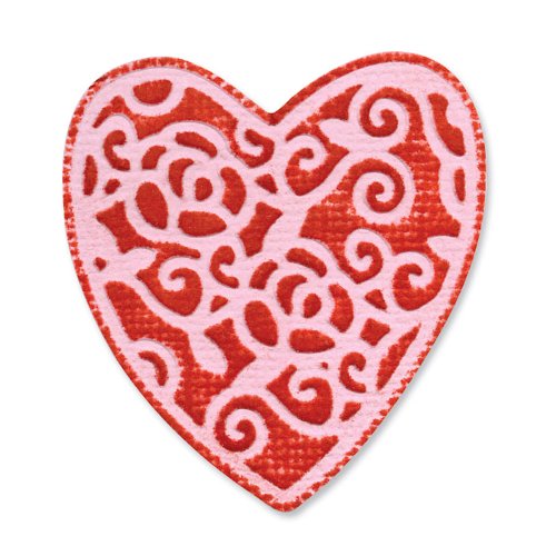 Sizzix 657407 Embosslits Die - Heart English Rose by Scrappy Cat | DIY Scrapbooking, Card Making & Paper Crafting Supplies for Valentine's Day & Wedding Projects