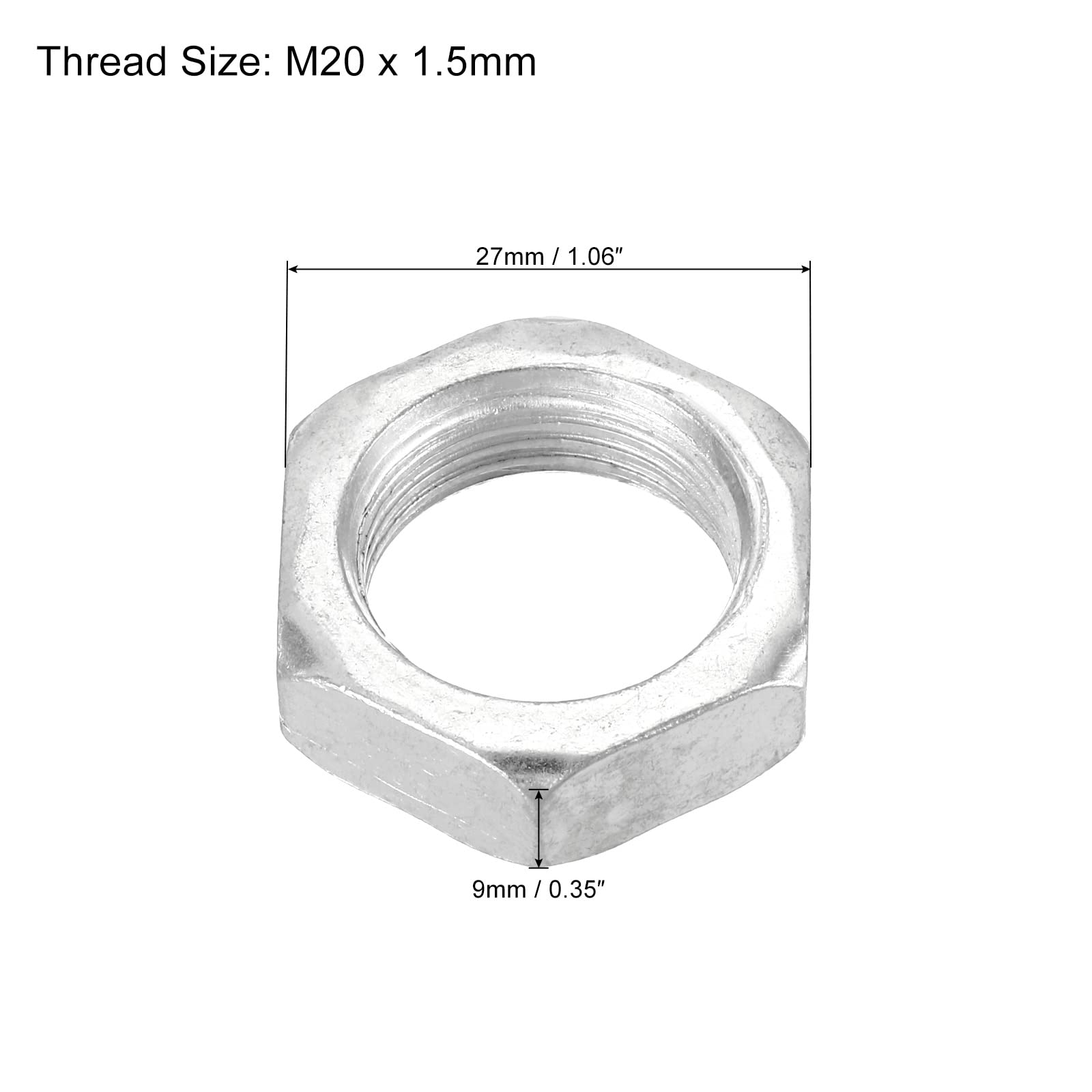 PATIKIL M20 x 1.5 Steel Hex Nuts - 10 Pack Metric Thread Zinc Plated Hardware Nuts - 9mm Height - Screw Bolt Fasteners for Automotive, Machinery & DIY Projects