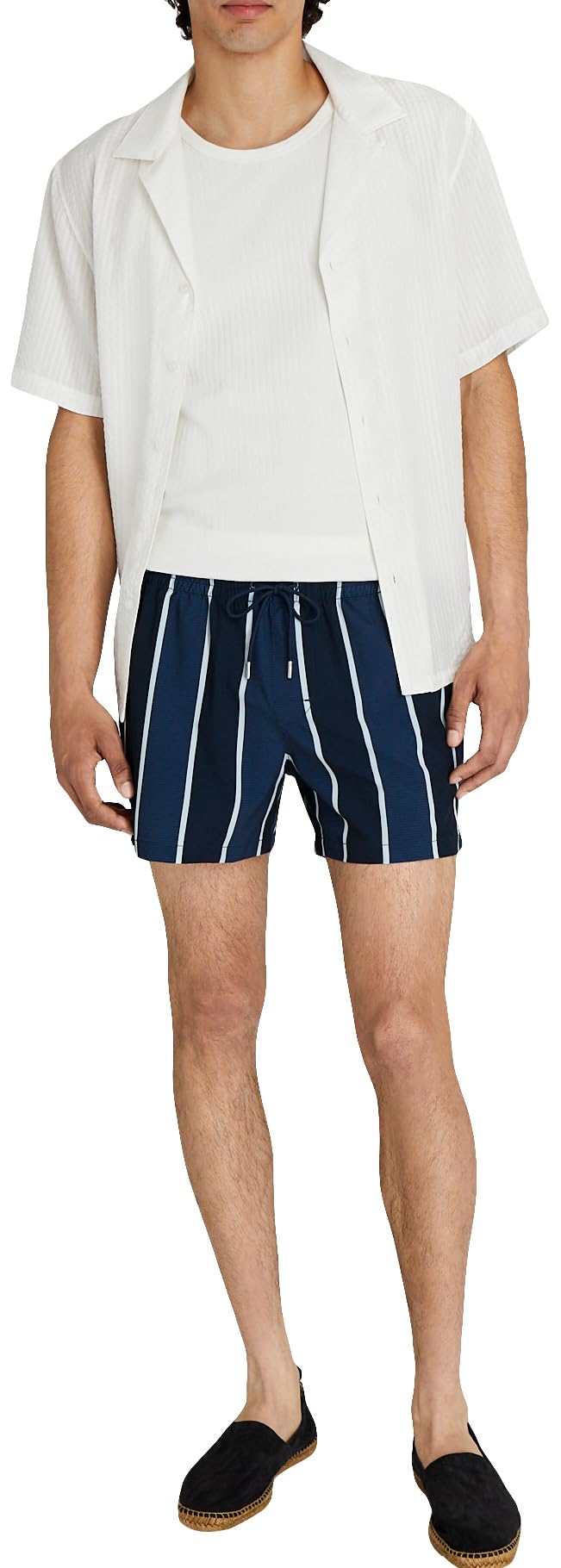 Club Monaco Men's Standard Cabana Print Arlen Swim Trunks - Quick Dry Beach Shorts for Swimming, Vacation & Summer Outdoor Activities