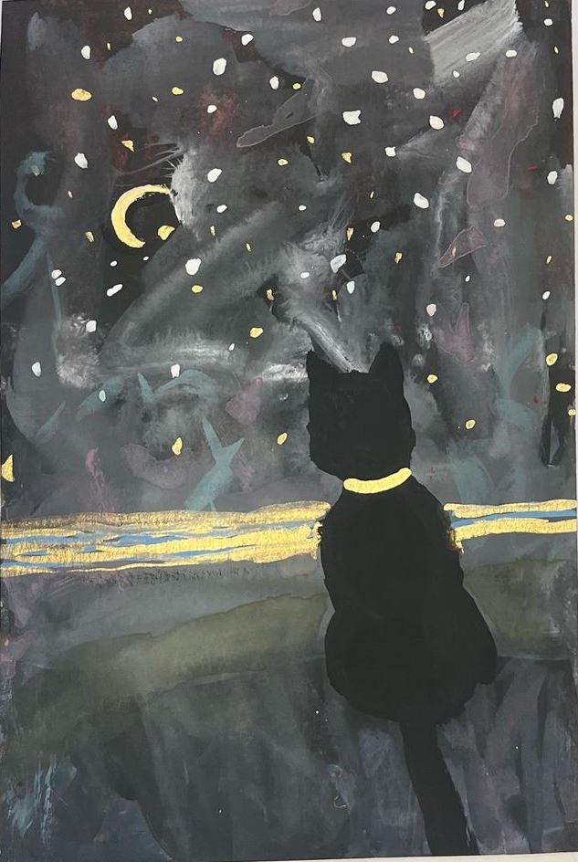 Ruth Formica Black Cat Painting Notecard Set - Handmade Art Greeting Cards for Cat Lovers, Perfect for Birthdays, Thank You Notes & Home Decor