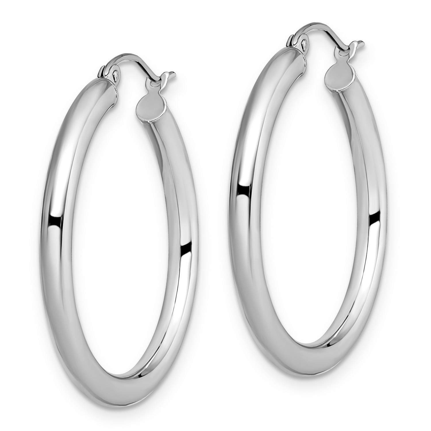 10K White Gold Hinged Hoop Earrings 30x29.3mm - Classic Dangle Earrings for Women, Perfect for Weddings, Parties & Everyday Wear