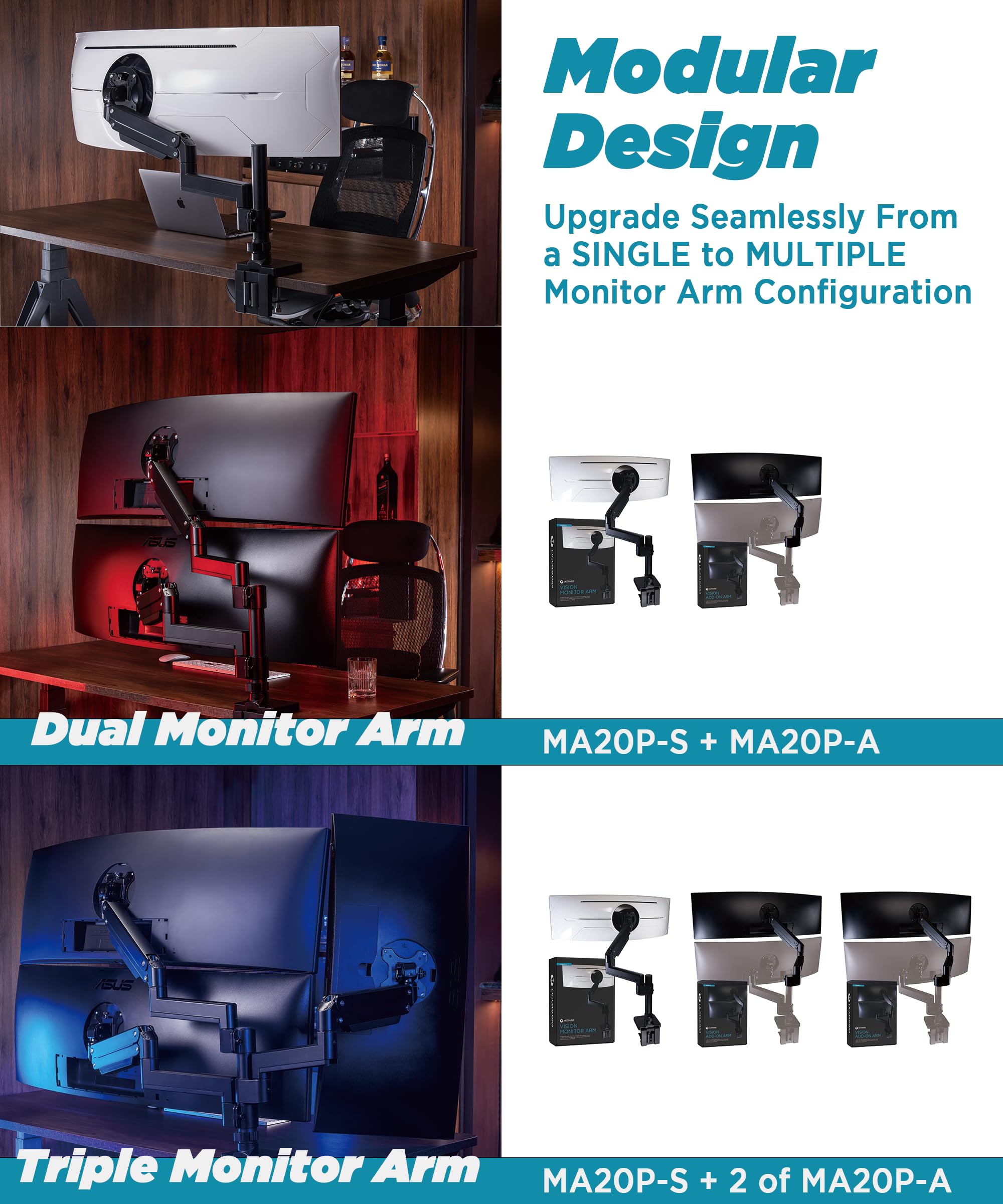 Heavy Duty Monitor Arm for Ultrawide Monitors up to 57