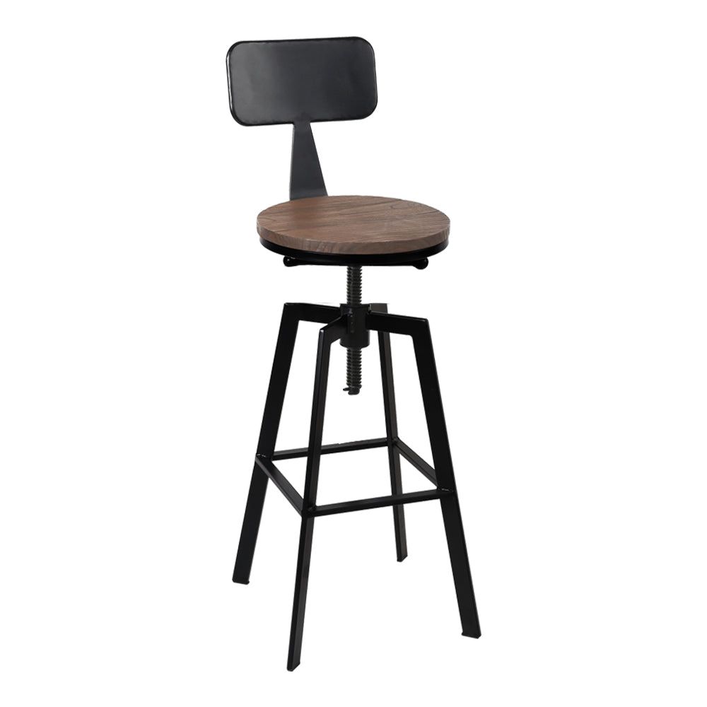 Artiss Adjustable Wood Bar Stools with Backrest - Comfortable Kitchen Island & Counter Height Stools for Home & Restaurant Use