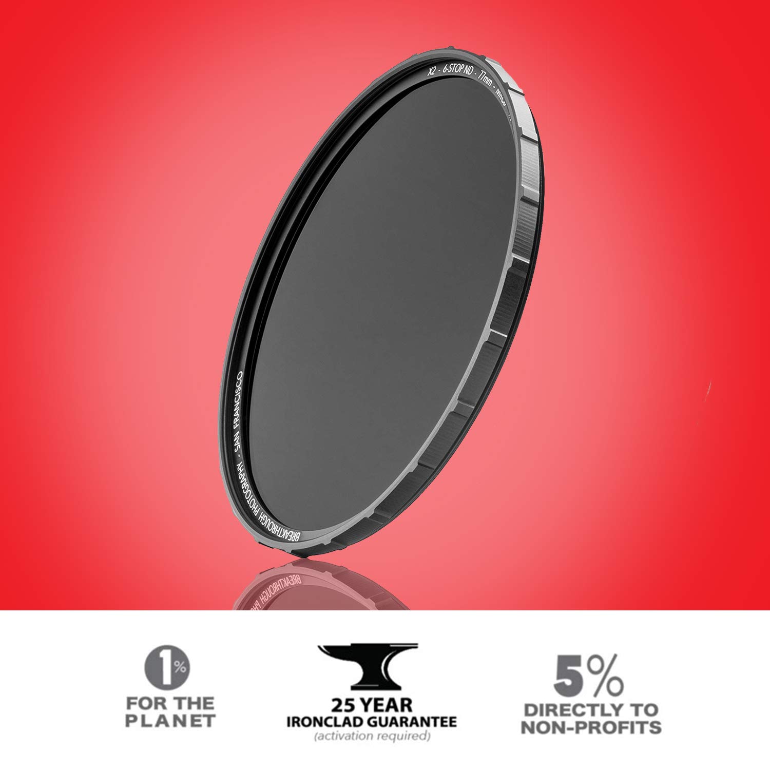 Breakthrough Photography 77mm X2 3-Stop Fixed ND Filter - Professional Neutral Density Camera Lens Filter with MRC8, H-K9L Glass & Nanotec Coating - Ultra-Slim Weather-Sealed Design for Landscape, Portrait & Long Exposure Photography