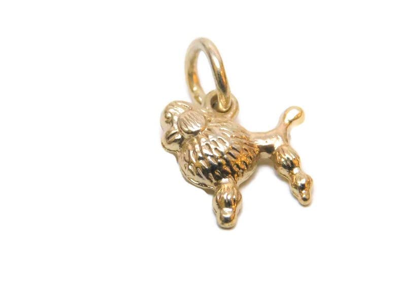 14k Yellow Gold French Poodle Dog Charm Pendant - Elegant Jewelry Gift for Dog Lovers, Pet Owners & Animal Enthusiasts - Perfect for Necklaces, Bracelets & Special Occasions