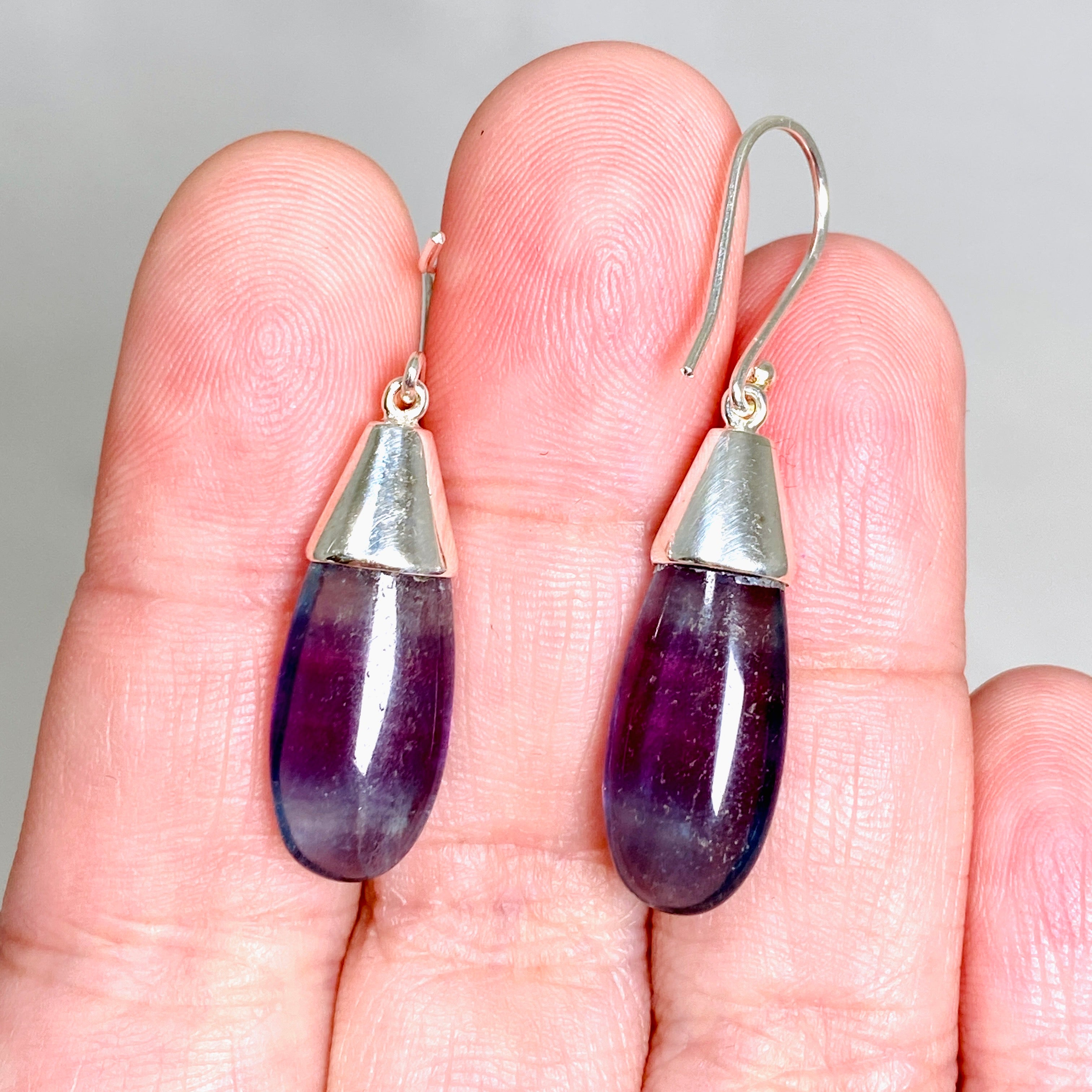 Fluorite Teardrop Cabochon Earrings - Handmade Gemstone Jewelry for Women - Perfect for Boho Style & Everyday Wear