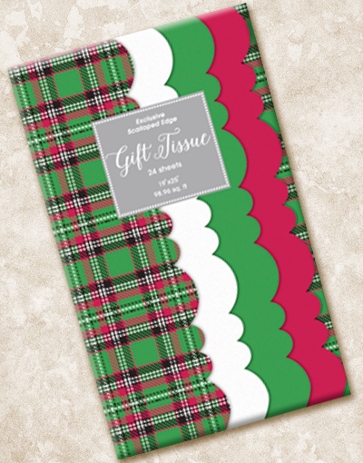 Festive Holiday Kilt Scalloped Tissue Paper for Gift Wrapping, Party Decorations & DIY Crafts - Christmas, Birthday, Wedding Celebration Supplies