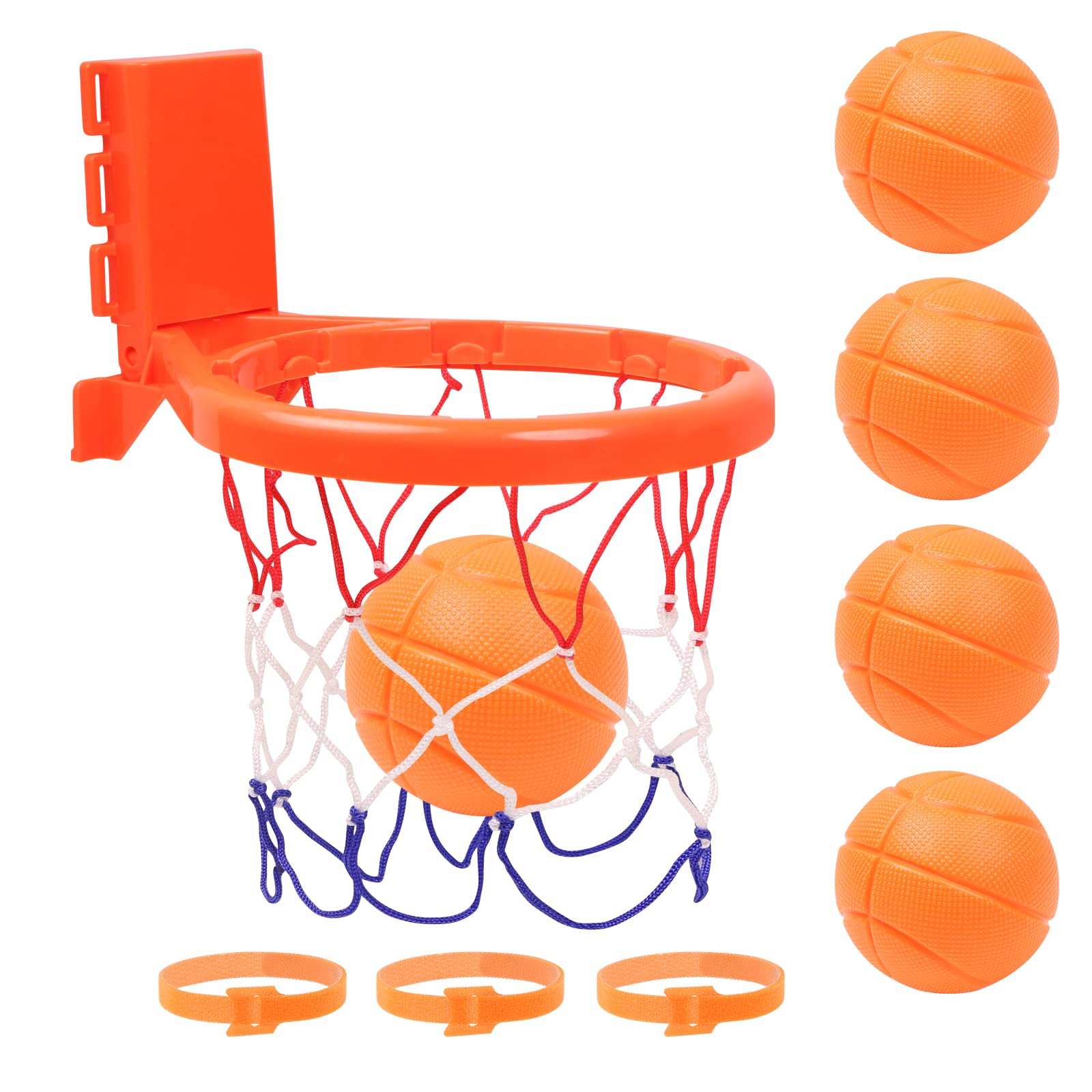 Hotut Mini Baby Basketball Bath Toy - 2-in-1 Kids Basketball Hoop with 5 Balls & 3 Suction Cups, Wall Mounted Shower Basketball Set for Toddlers - Perfect Bath Time Fun Gift for Boys & Girls (Ideal for Bathroom Play, Pool Parties & Indoor Sports Activities)