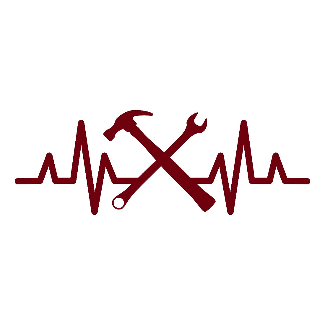 Premium Waterproof Vinyl Decal Stickers - Handyman Mechanic Heartbeat Design (Burgundy, Set of 2) for Laptop, Phone, Helmet, Car Window, Bumper, Mug, Cup, Door & Wall Decoration - Durable DIY Stickers for Home, Office & Vehicle Customization