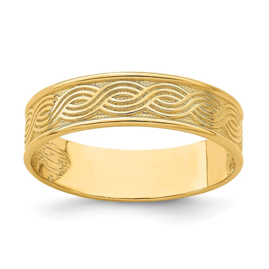 14k Gold Wave Engraved Thumb Ring for Women - Size 9 - Elegant Stackable Jewelry Gift for Her - Perfect for Everyday Wear, Boho Style & Special Occasions