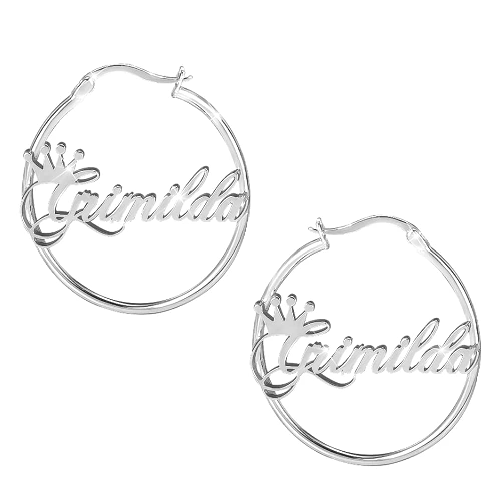Personalized Gold Crown Hoop Earrings for Women - Custom Name Jewelry Gift for Her | Elegant Dainty Earrings for Everyday Wear, Parties & Special Occasions