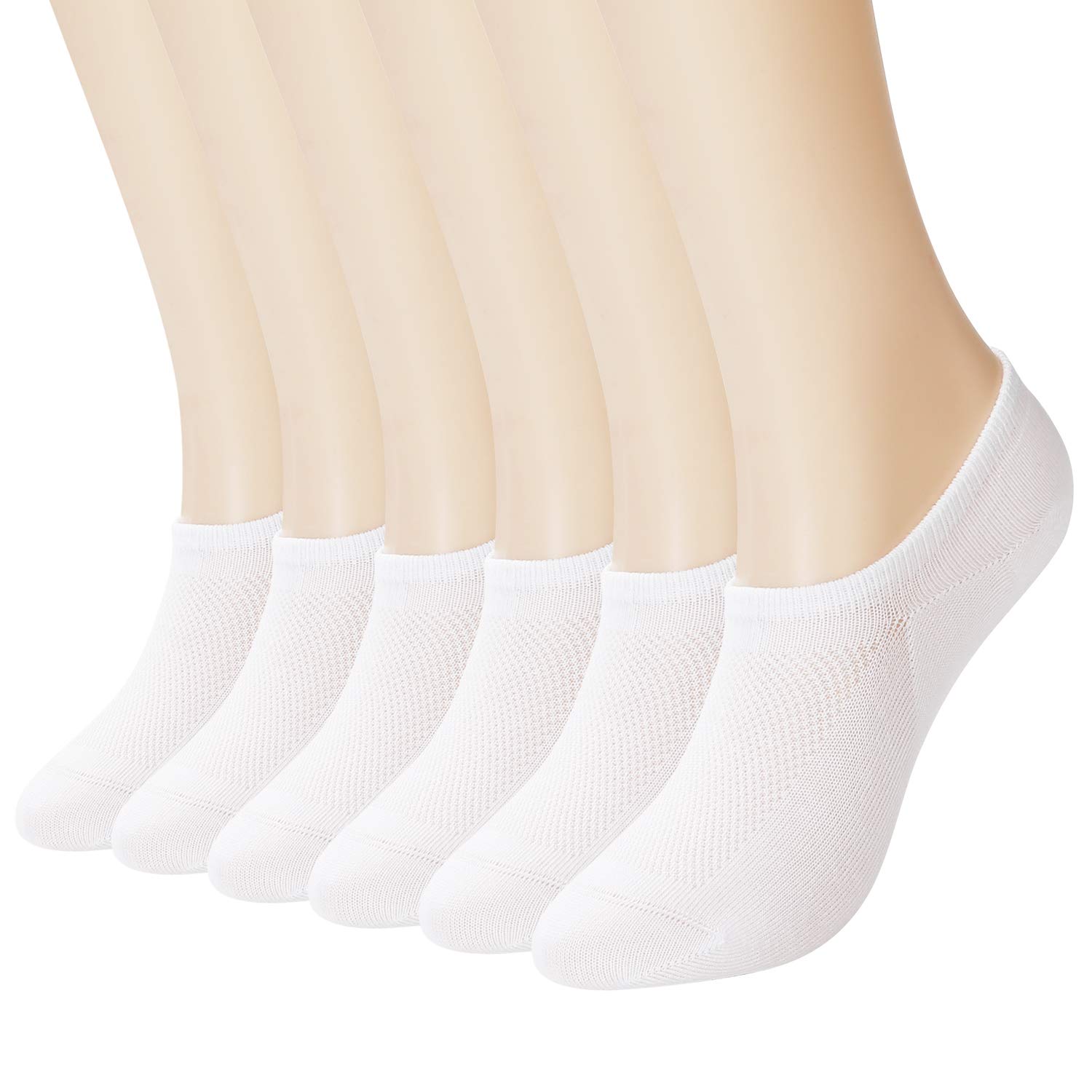 MD 6 Pack Bamboo No Show Socks for Women & Men - Non-Slip Invisible Socks for Flats & Boat Shoes