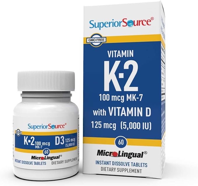 Premium Vitamin K2 + D3 5000IU Supplement for Bone & Heart Health - Supports Calcium Absorption & Immune System - Ideal for Adults & Seniors - Perfect for Daily Wellness & Active Lifestyles