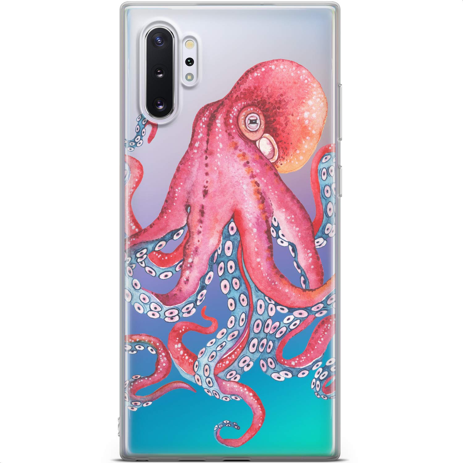 Samsung Galaxy S24 S23 Ultra S22 5G Plus S21 FE S20 S10 Phone Case - Flexible Silicone Cover with Kraken Octopus Tentacle Design | Clear, Lightweight, Slim Protective Case for Everyday Use & Outdoor Activities