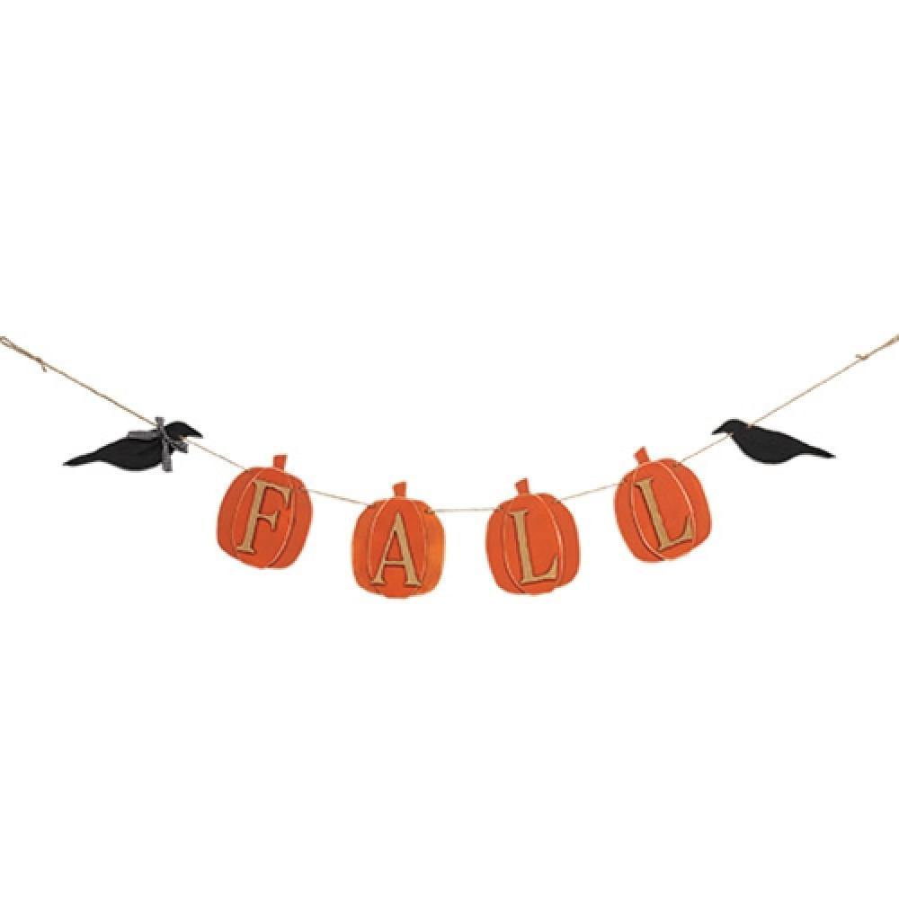 Autumn Wooden Pumpkin & Crow Garland Decor - Perfect for Halloween, Thanksgiving, and Fall Home Decor