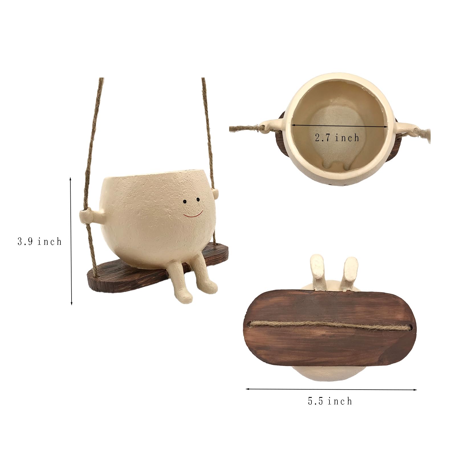 Swing Face Hanging Planter for Indoor & Outdoor Plants - Modern Decorative Small Hanging Flower Pots - Perfect for Balcony, Garden, Patio, and Home Decor