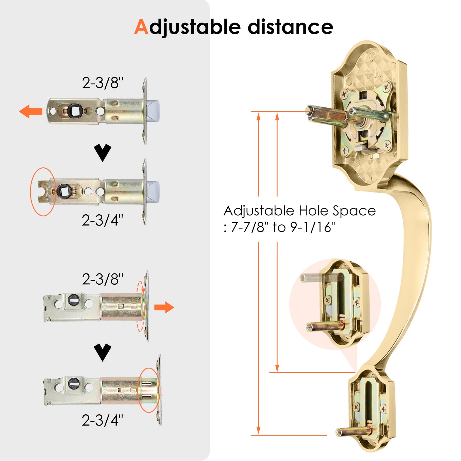 Premium Gold Front Door Handle & Deadbolt Lock Set - Single Cylinder Entry Door Lockset with Reversible Lever - Secure Exterior Door Hardware for Homes, Apartments & Offices