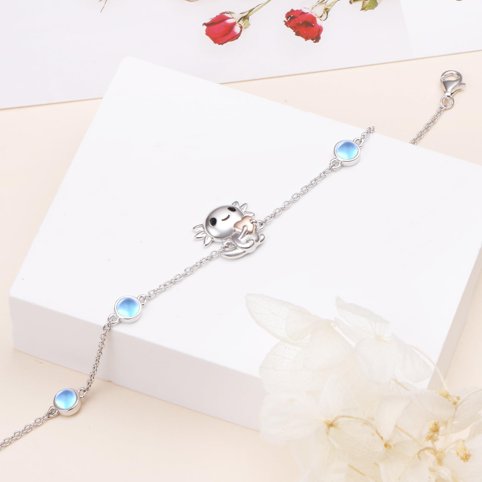 925 Sterling Silver Axolotl Stud Earrings & Heart Necklace Set - Cute Animal Jewelry for Women & Girls - Perfect Christmas & Birthday Gifts for Her - Great for Casual Wear, Date Nights & Special Occasions