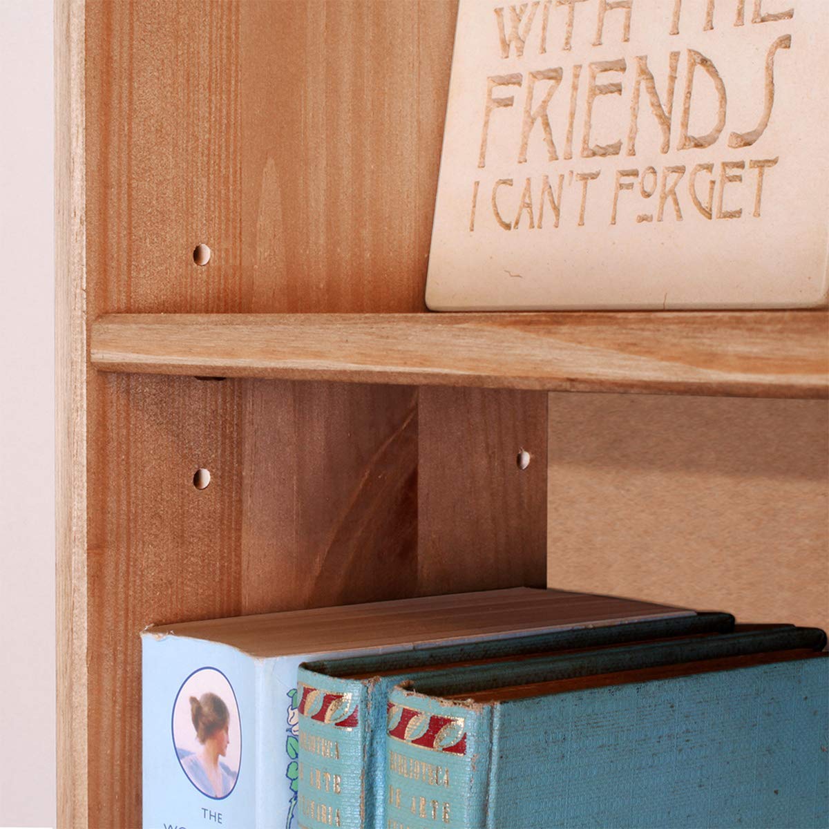 Narrow Corner Bookshelf for Laundry Room - Antique Brown Storage Cabinet with Shelves - 18.11