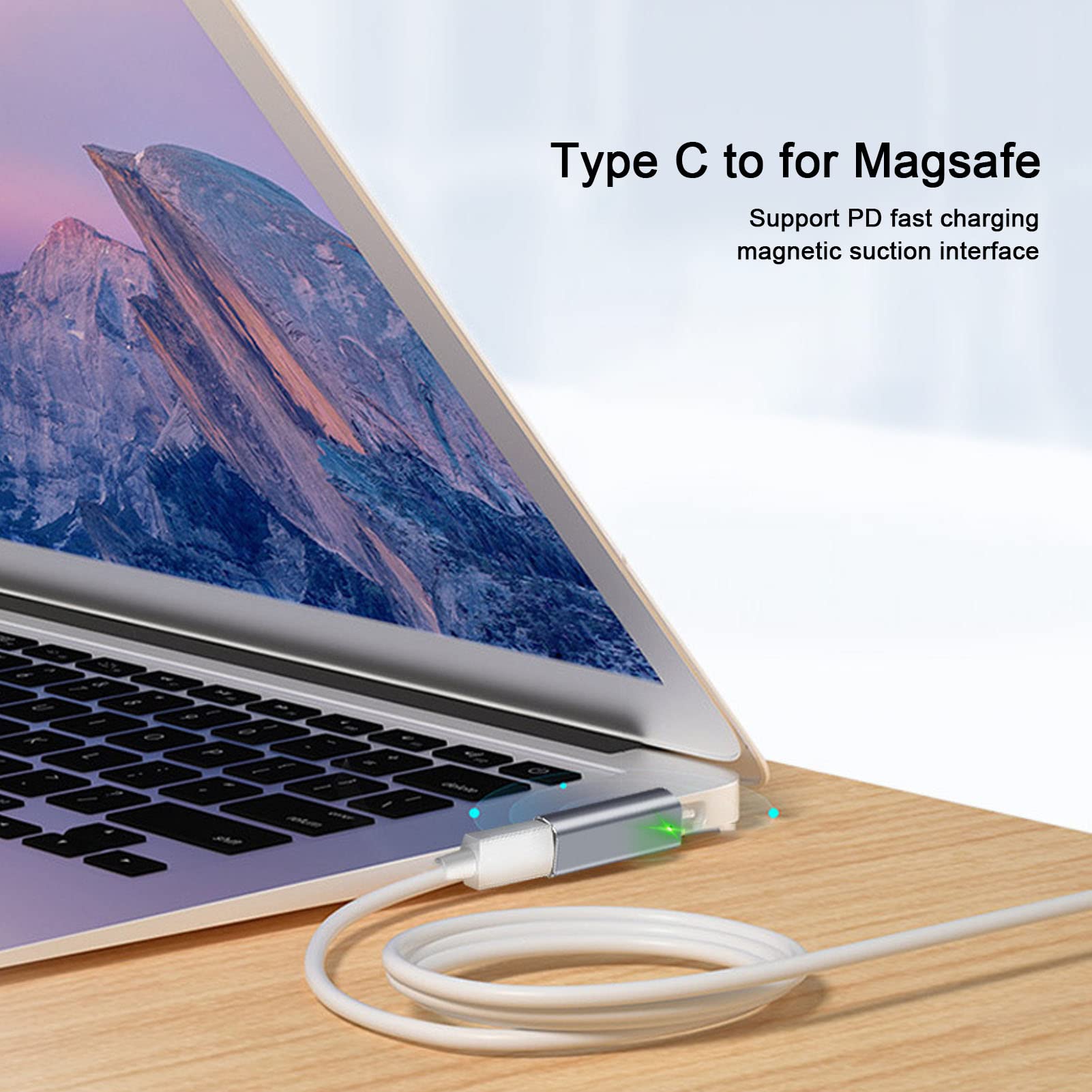 Fydun USB C to Magnetic Adapter - 5A PD Fast Charging T-Tip Connector for MacBook Pro/Air, iPhone 15, iPad Pro | Magnetic USB-C Charger Cable Replacement | Perfect for Travel, Office & Home Charging
