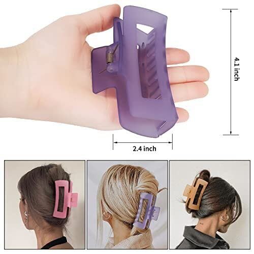 GT Gloptook Korean Fashion Large Pearl Hair Claw Clips - Set of 4 Stylish Barrettes for Women & Girls, Perfect for Long Hair Updos, Parties, Weddings & Daily Use